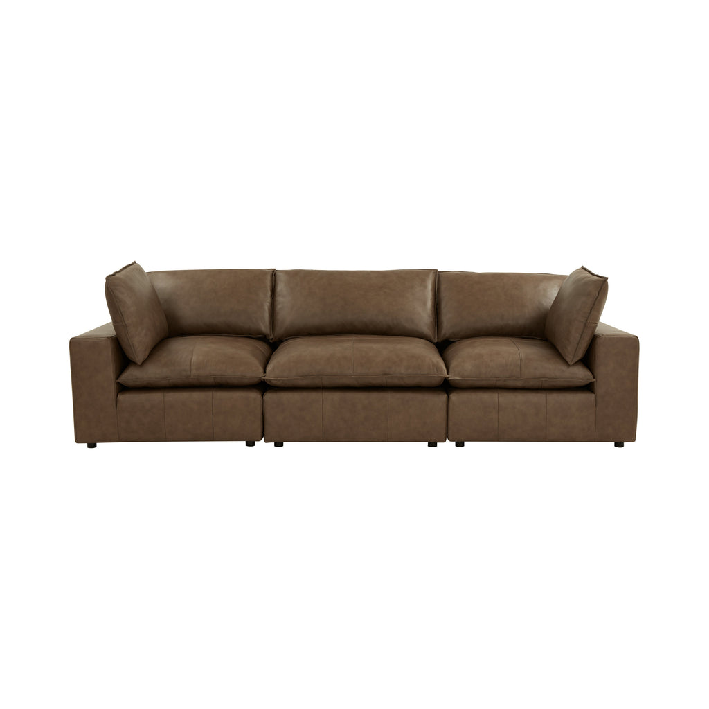 Cali 120" Brown Leather Modular Sofa