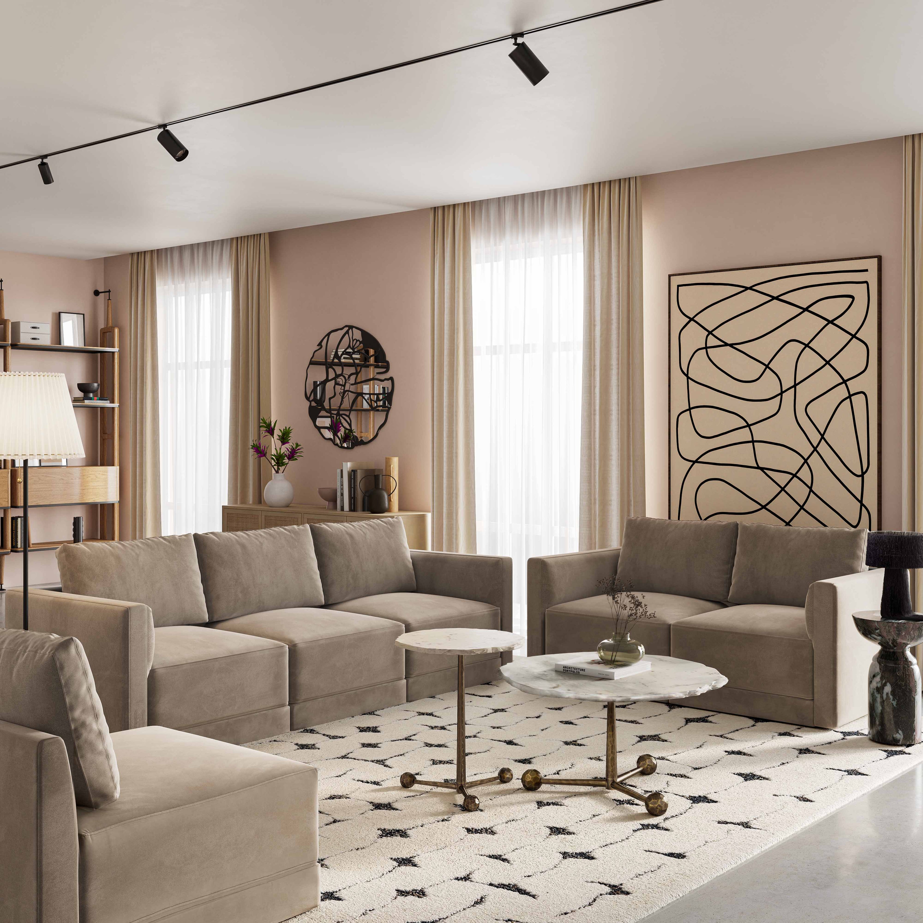 Willow Performance Velvet Modular LAF Corner Chair