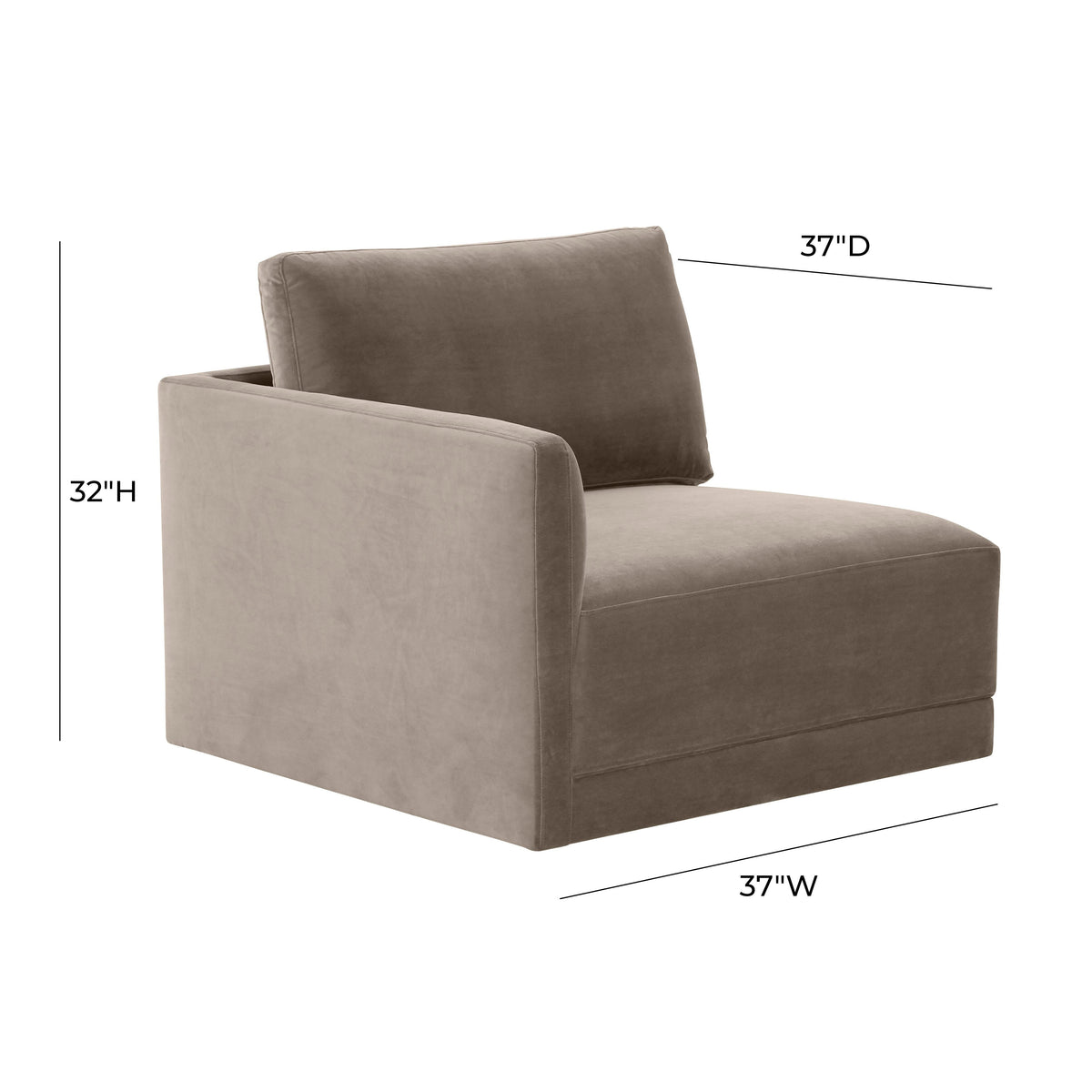 Willow Performance Velvet Modular LAF Corner Chair