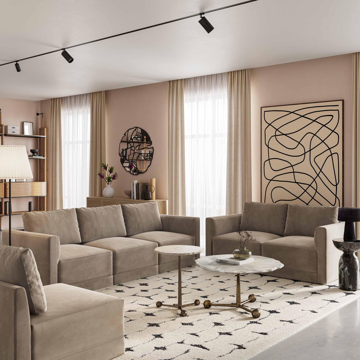 Willow Performance Velvet Modular RAF Corner Chair