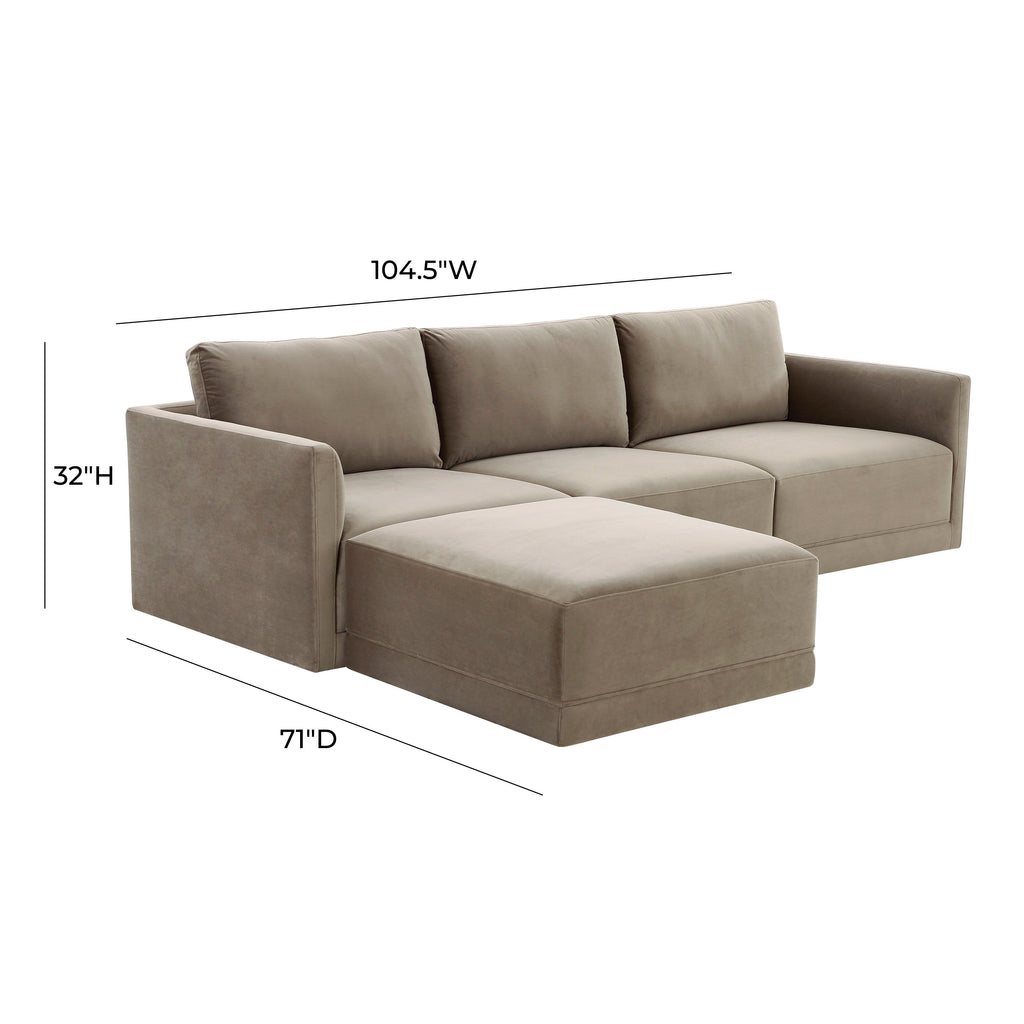 Willow 4-Piece Performance Velvet Modular Sectional