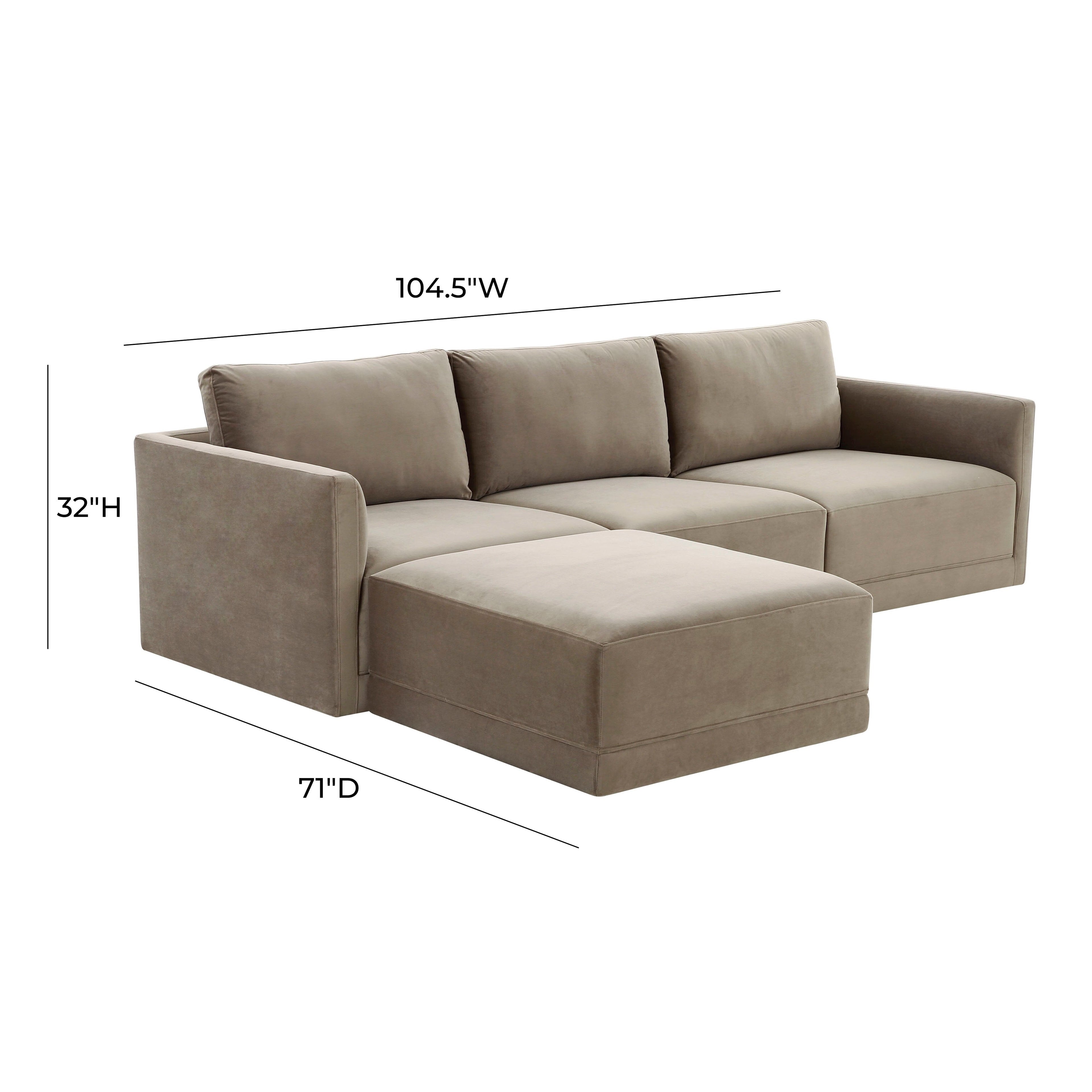 Willow 4-Piece Performance Velvet Modular Sectional