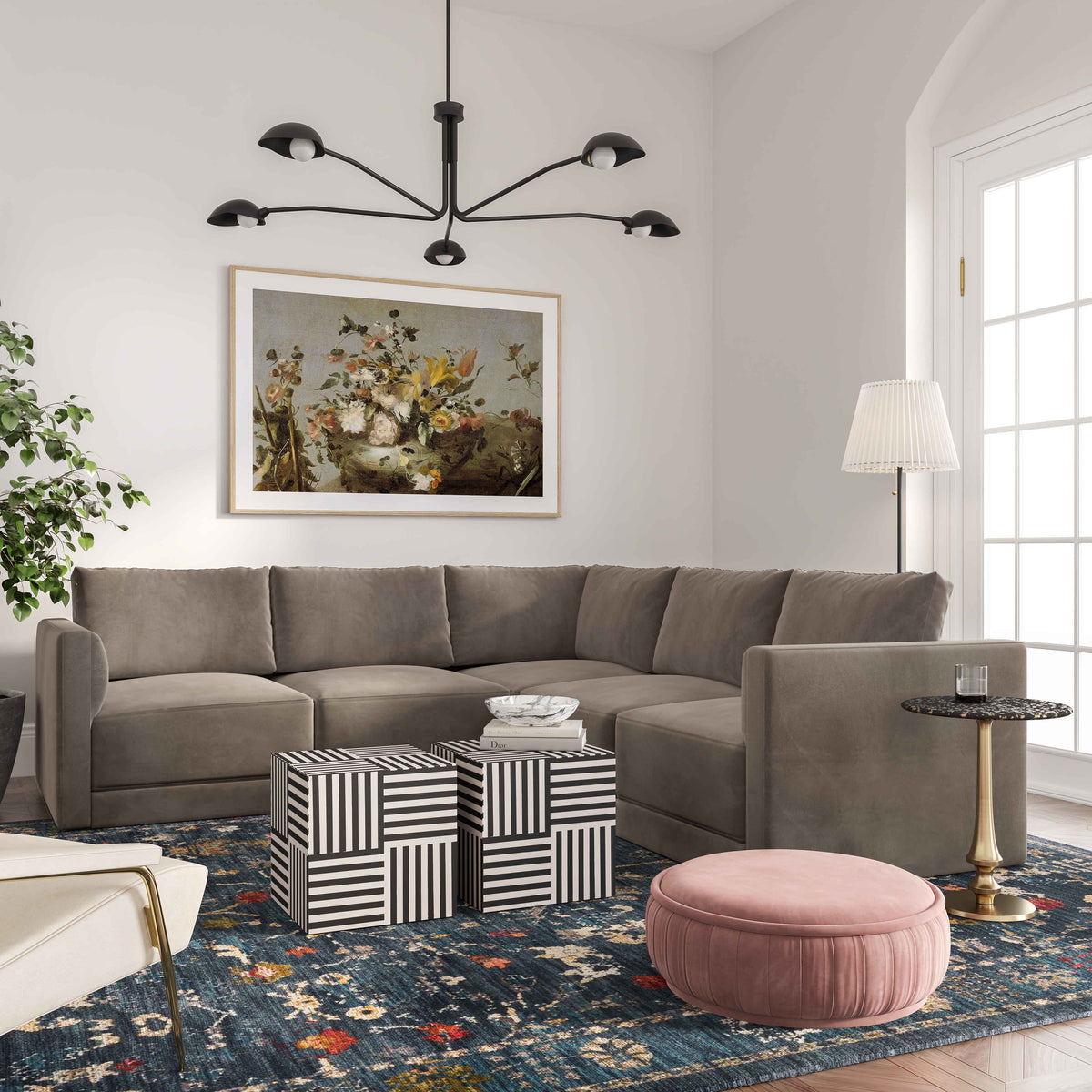 Willow 5-Piece Performance Velvet Modular L Sectional