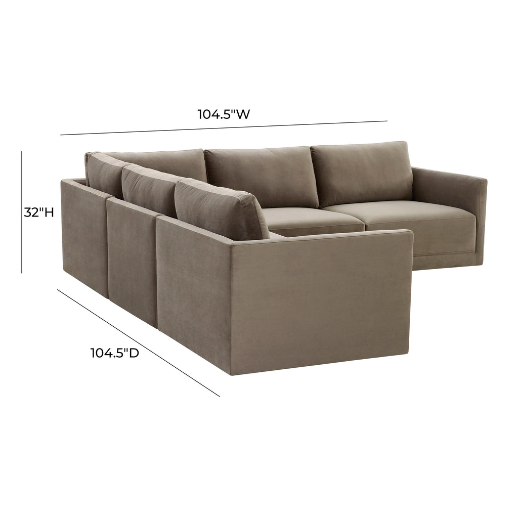 Willow 5-Piece Performance Velvet Modular L Sectional