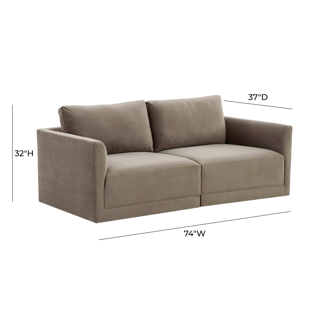 Willow 74" Performance Velvet Modular Loveseat