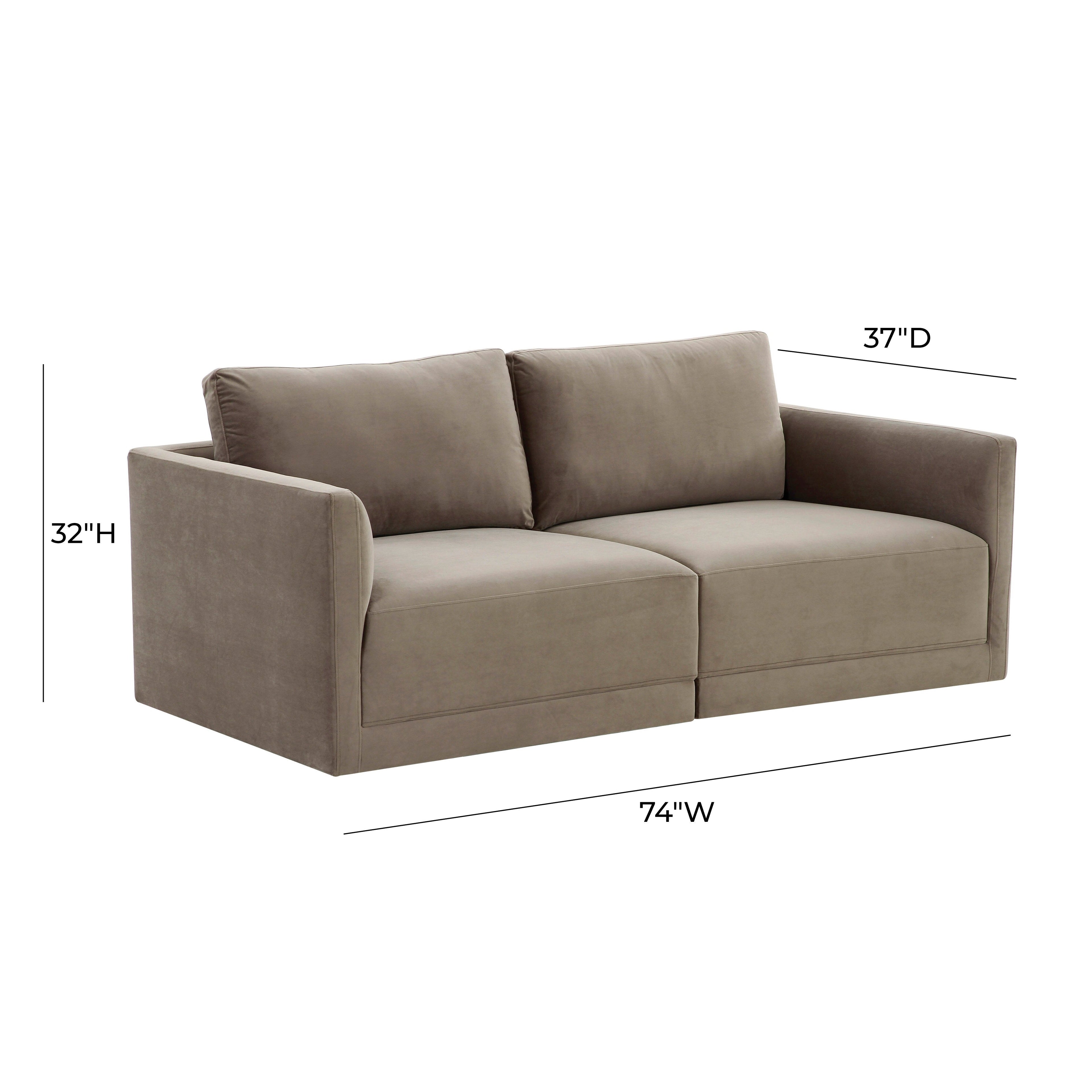 Willow 74" Performance Velvet Modular Loveseat