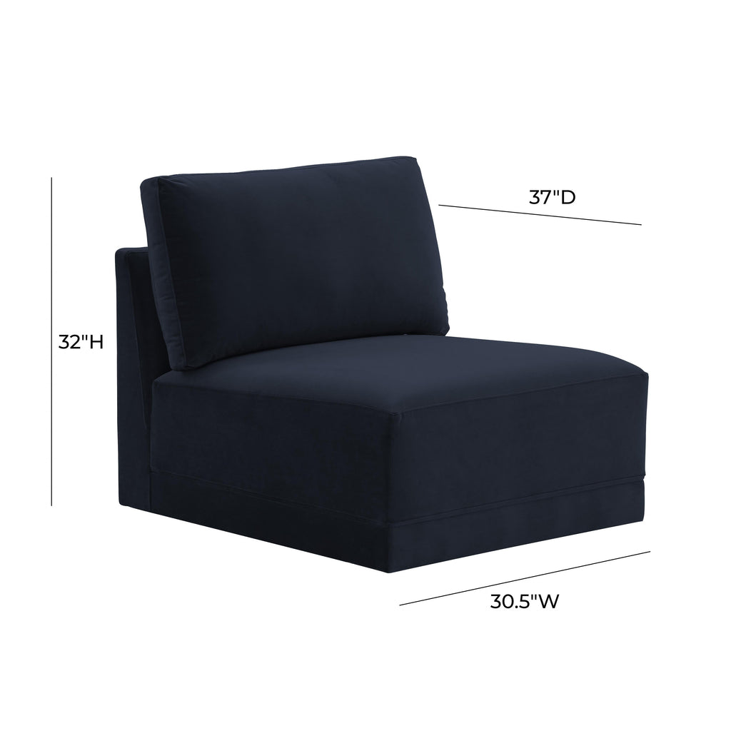 Willow Performance Velvet Modular Armless Chair