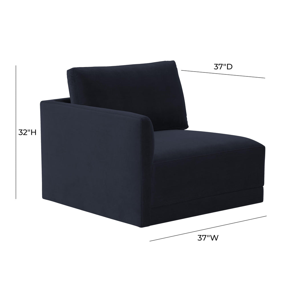 Willow Performance Velvet Modular LAF Corner Chair
