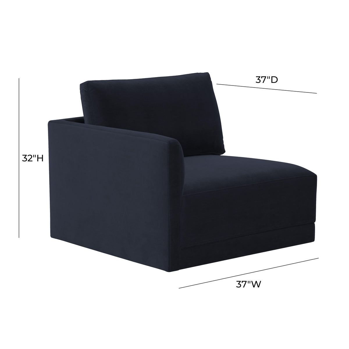Willow Performance Velvet Modular LAF Corner Chair