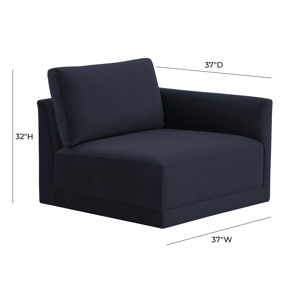 Willow Performance Velvet Modular RAF Corner Chair
