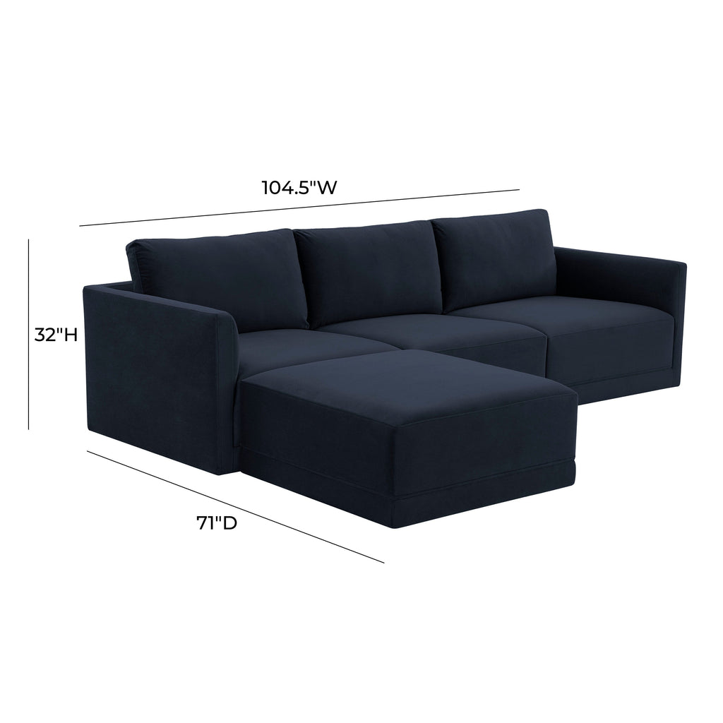 Willow 4-Piece Performance Velvet Modular Sectional