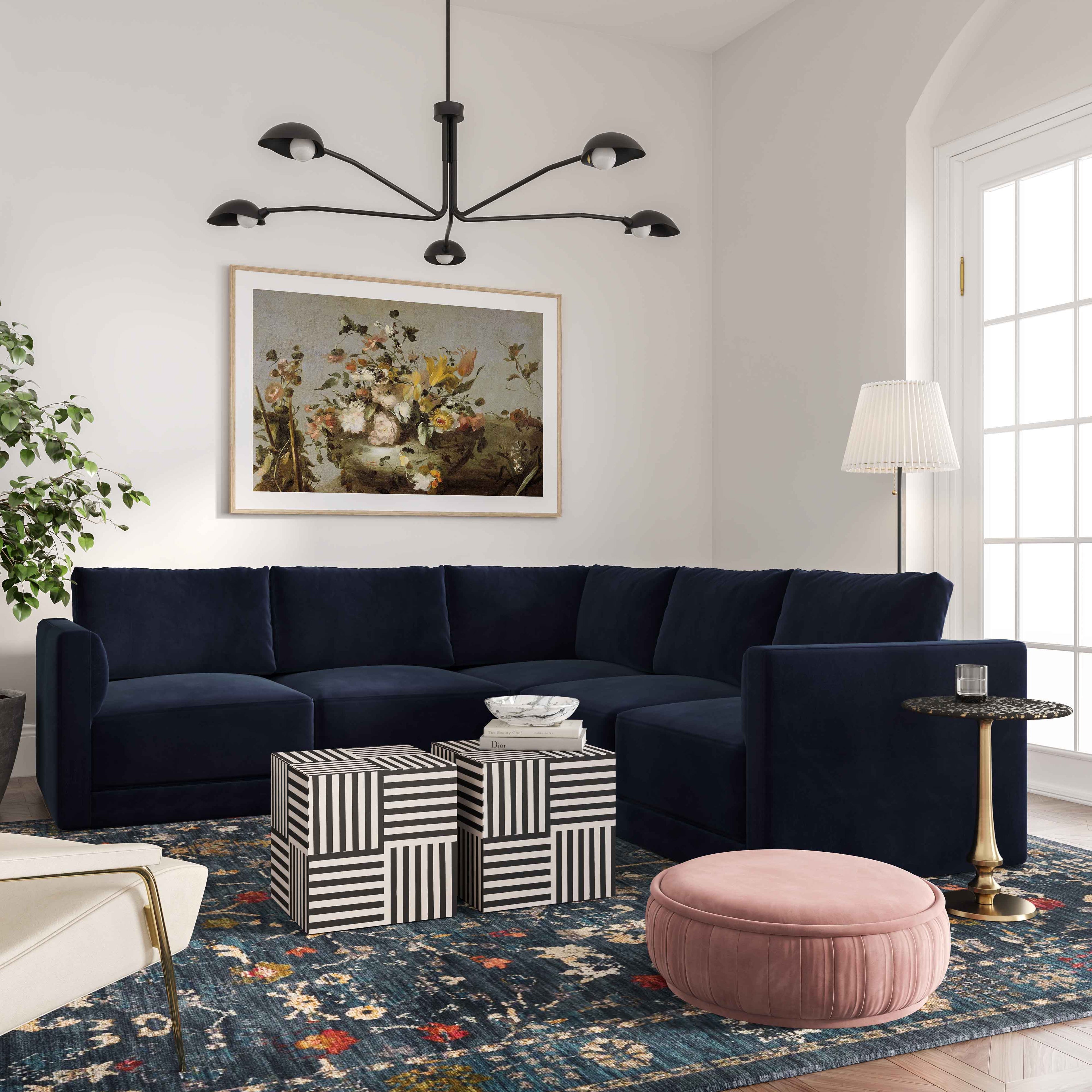 Willow 5-Piece Performance Velvet Modular L Sectional