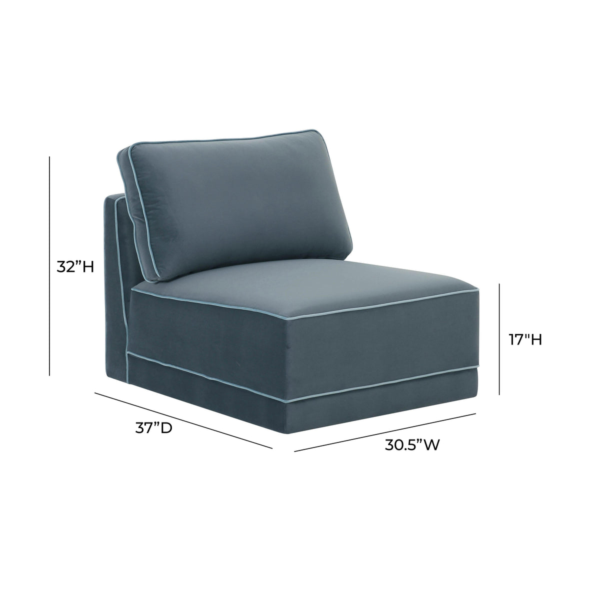 Willow Performance Velvet Modular Armless Chair