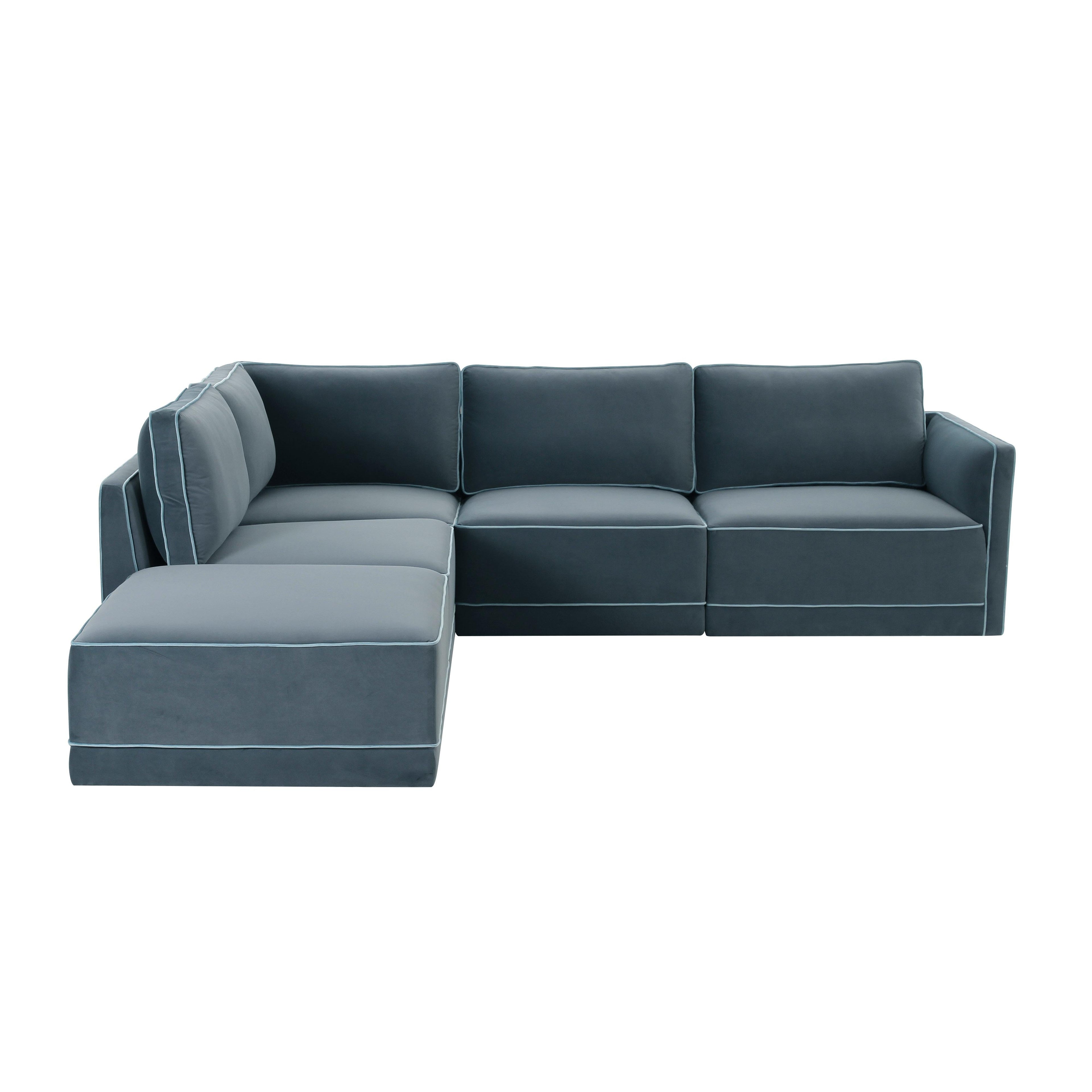 Willow 5-Piece Performance Velvet Modular Left Facing Sectional