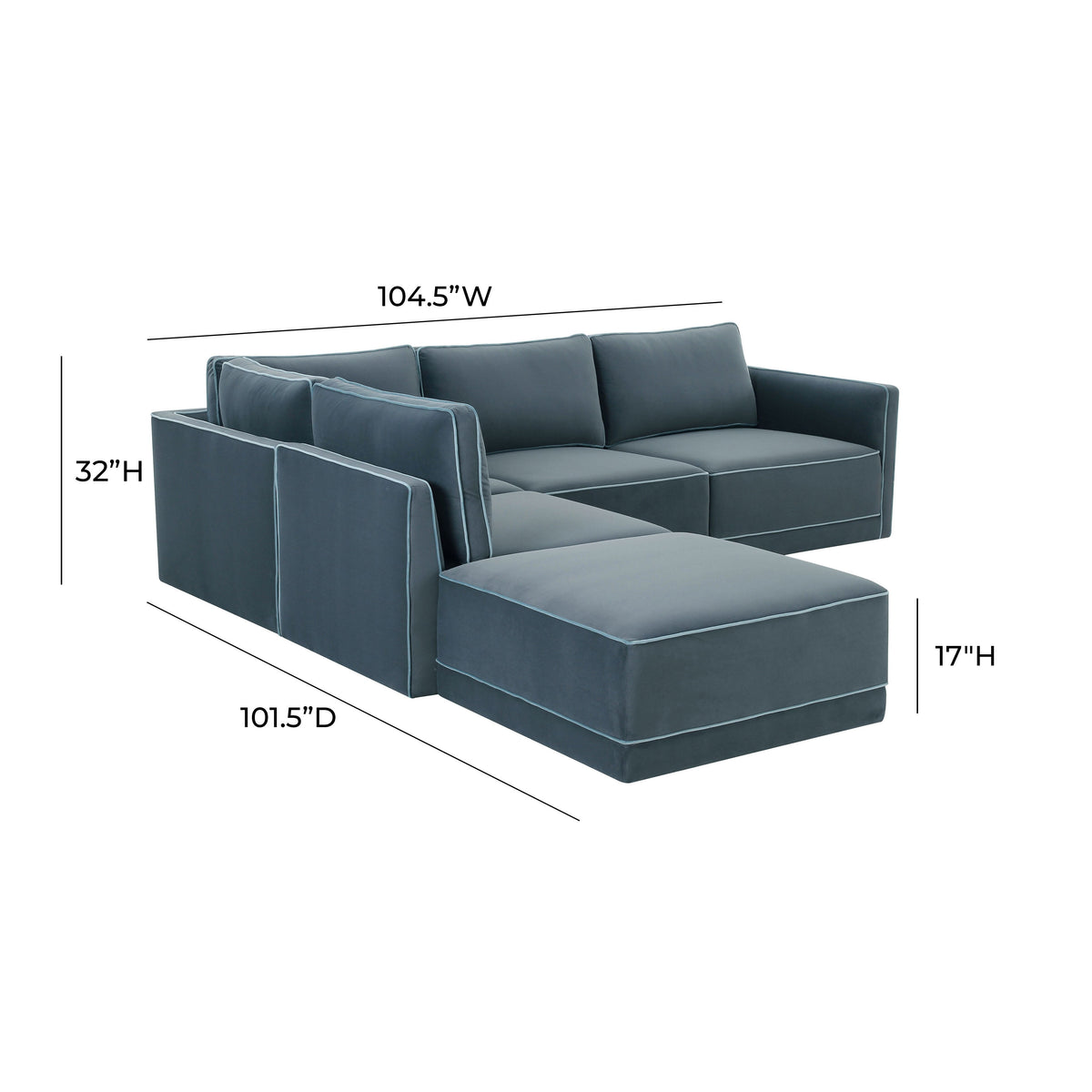 Willow 5-Piece Performance Velvet Modular Left Facing Sectional