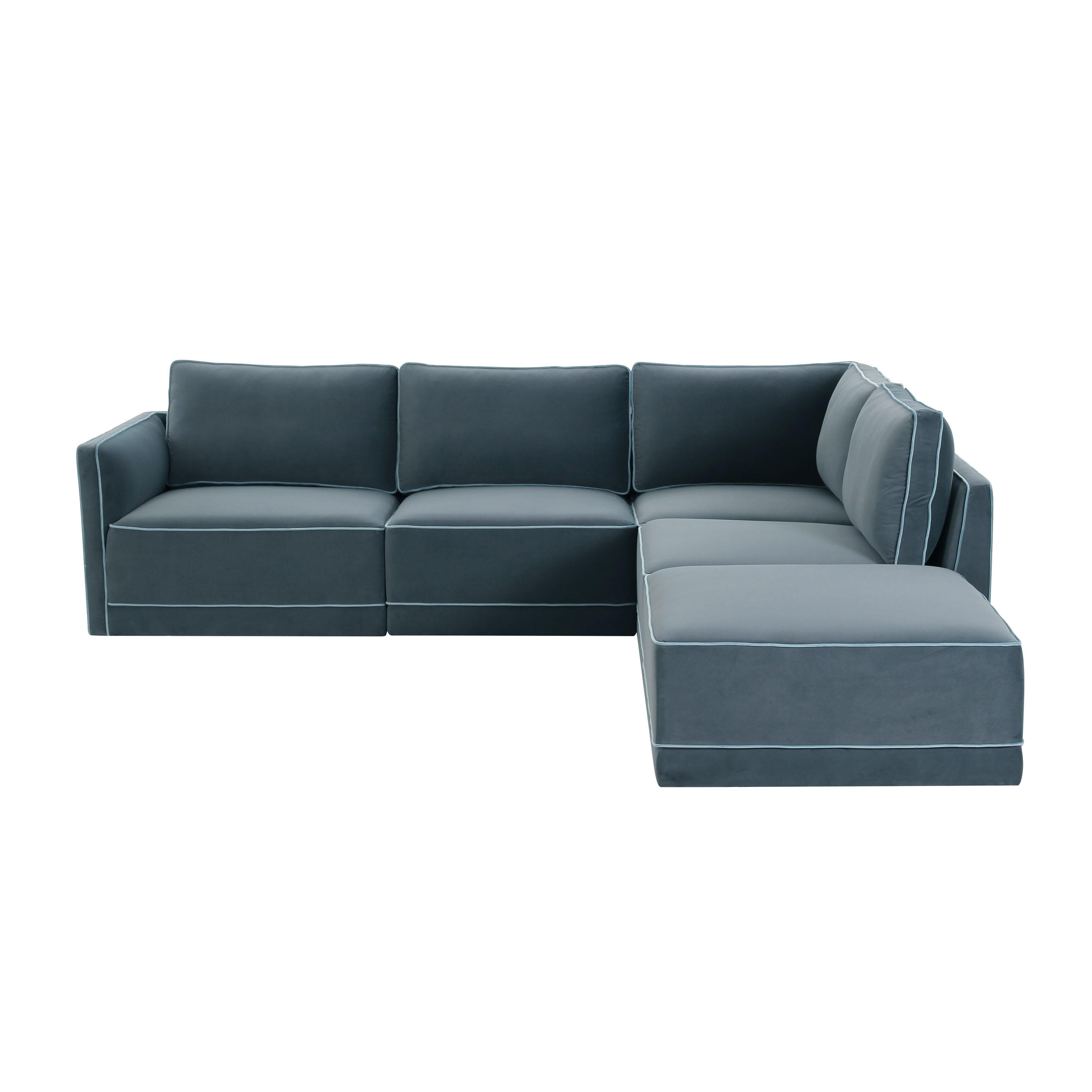 Willow 5-Piece Performance Velvet Modular Right Facing Sectional