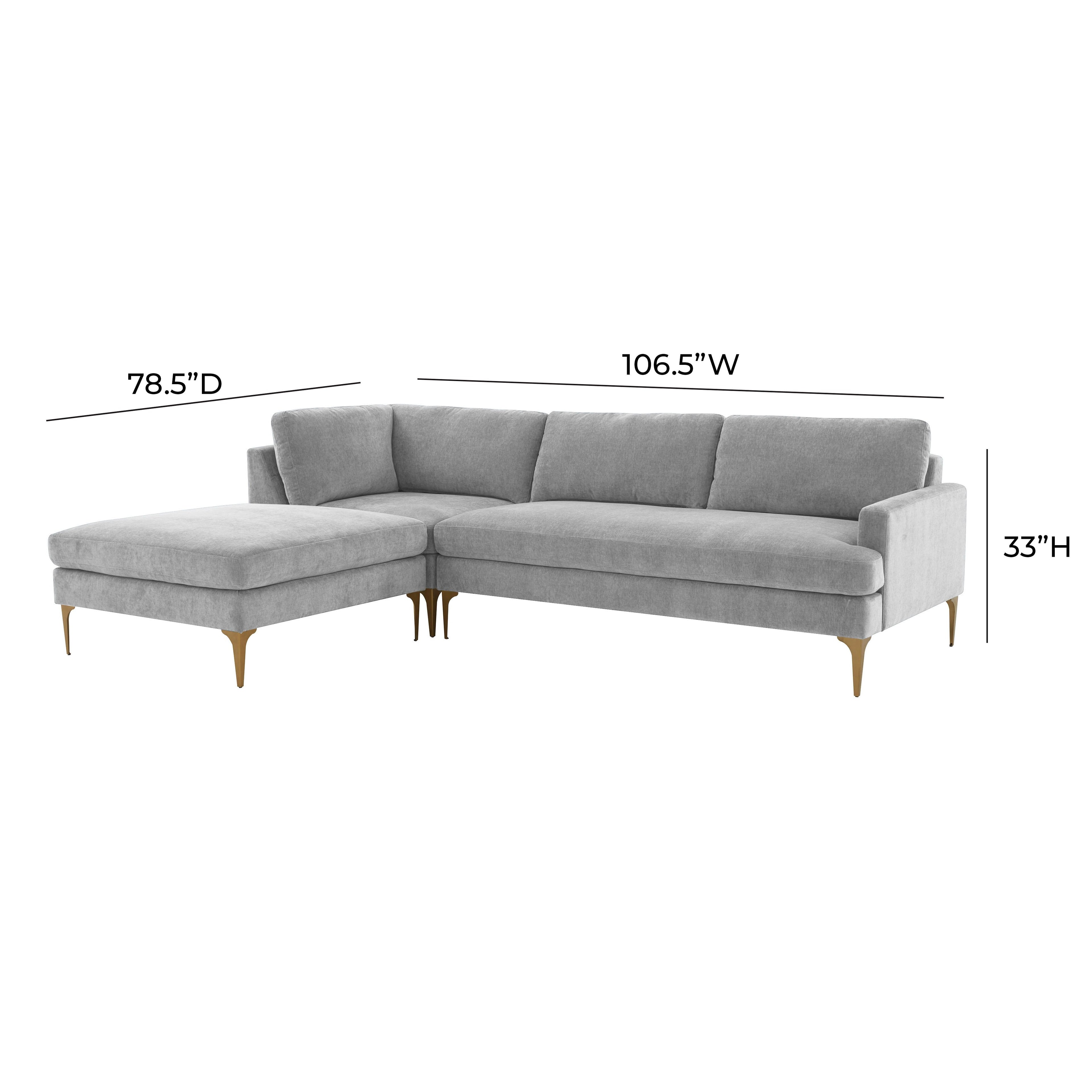 Serena 3-Piece Performance Velvet Chaise Sectional