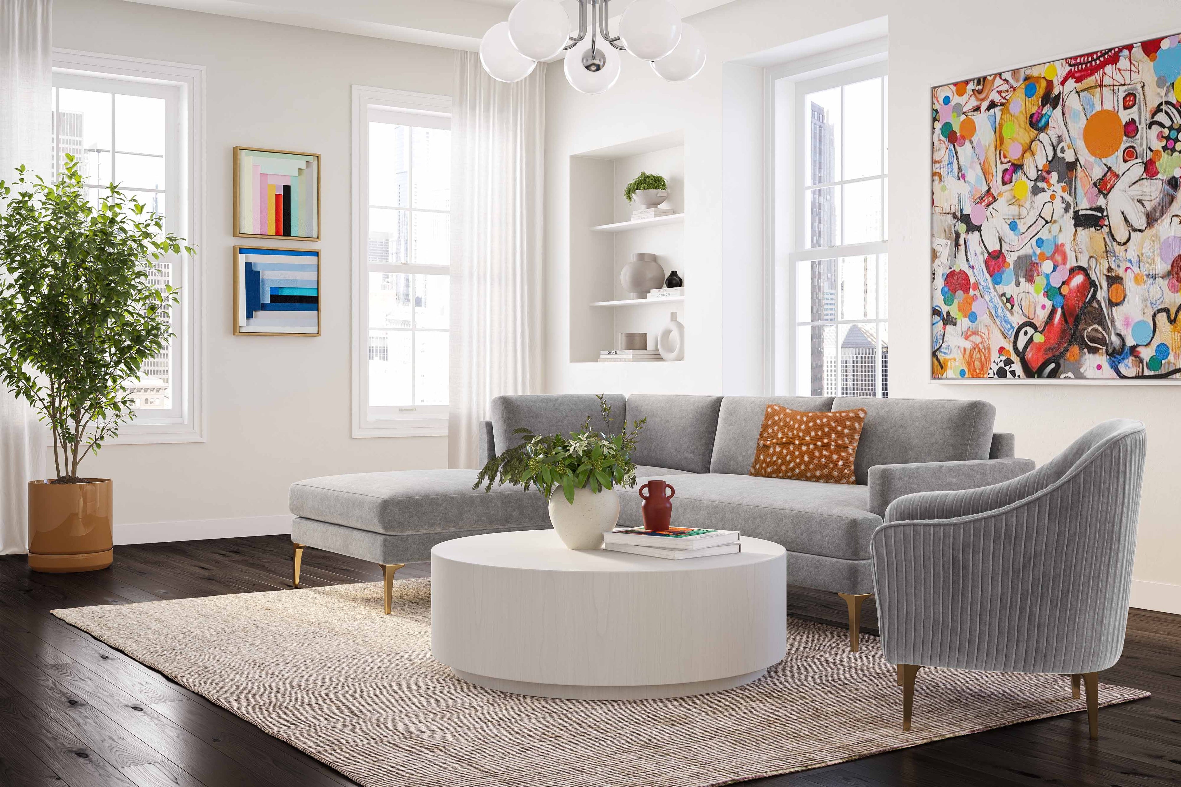 Serena 3-Piece Performance Velvet Chaise Sectional