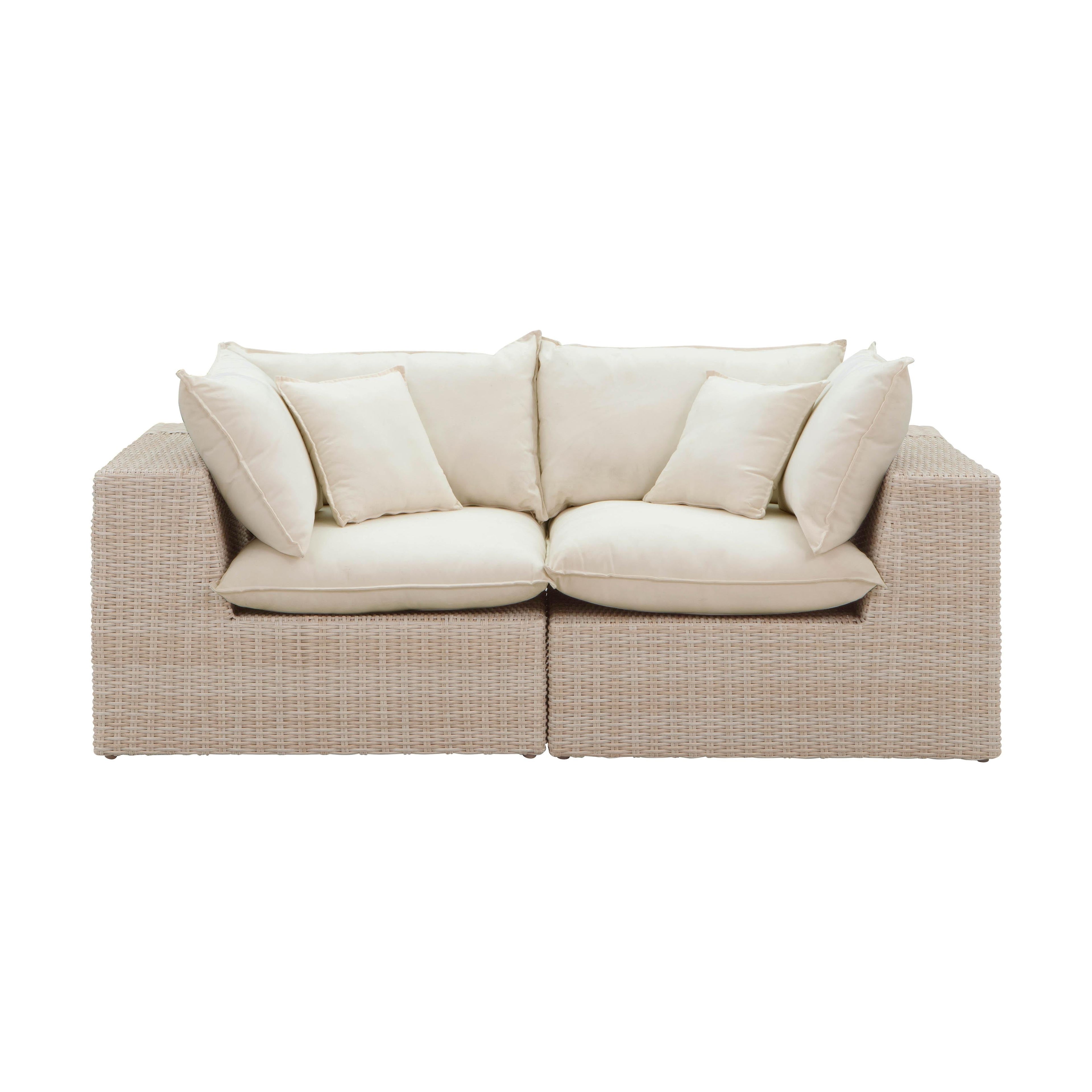 Cali 80" Natural Wicker Outdoor Modular Loveseat
