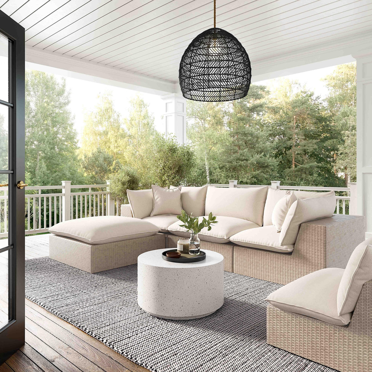 Cali 4-Piece Natural Wicker Outdoor Modular Sectional