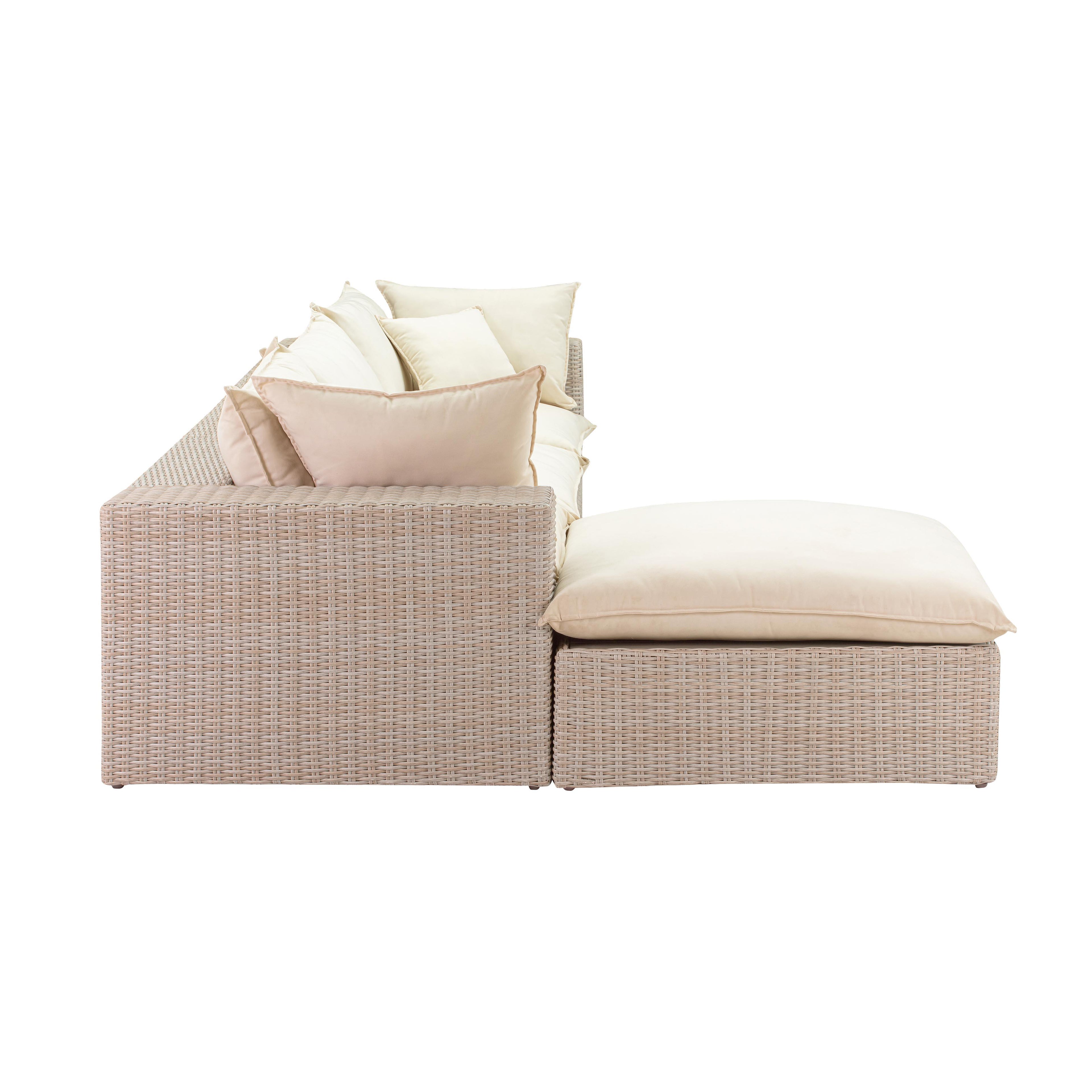 Cali 4-Piece Natural Wicker Outdoor Modular Sectional