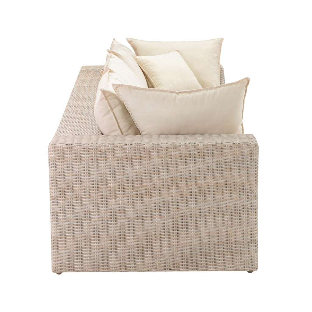 Cali 120" Natural Wicker Outdoor Modular Sofa