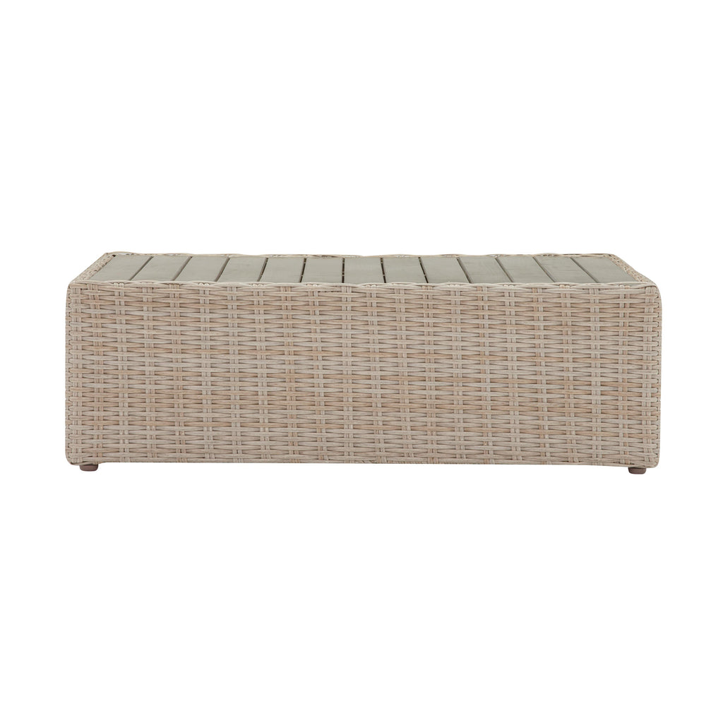 Cali 39" Natural Wicker Outdoor Ottoman / Coffee Table