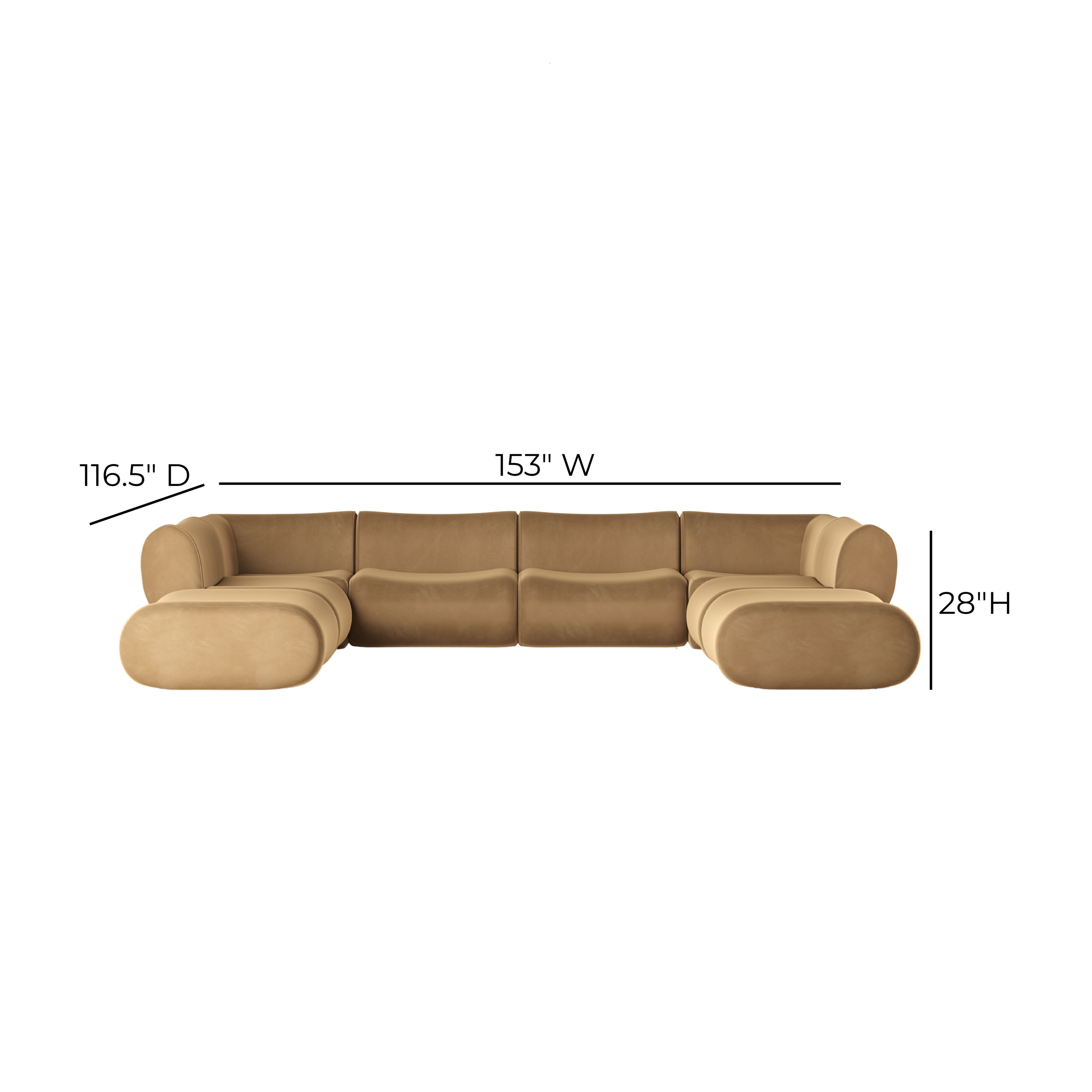 Zenith 8-Piece Latte Brown Performance Velvet Modular U-Sectional