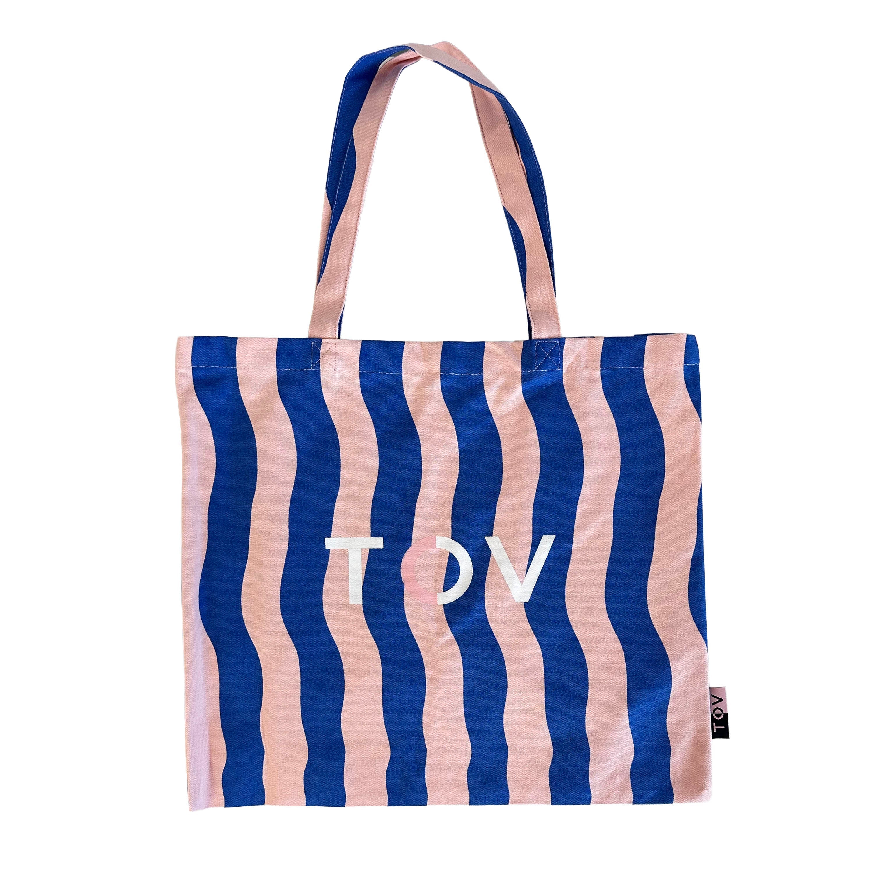 Don't Be Boring Pink and Blue Striped Tote Bag