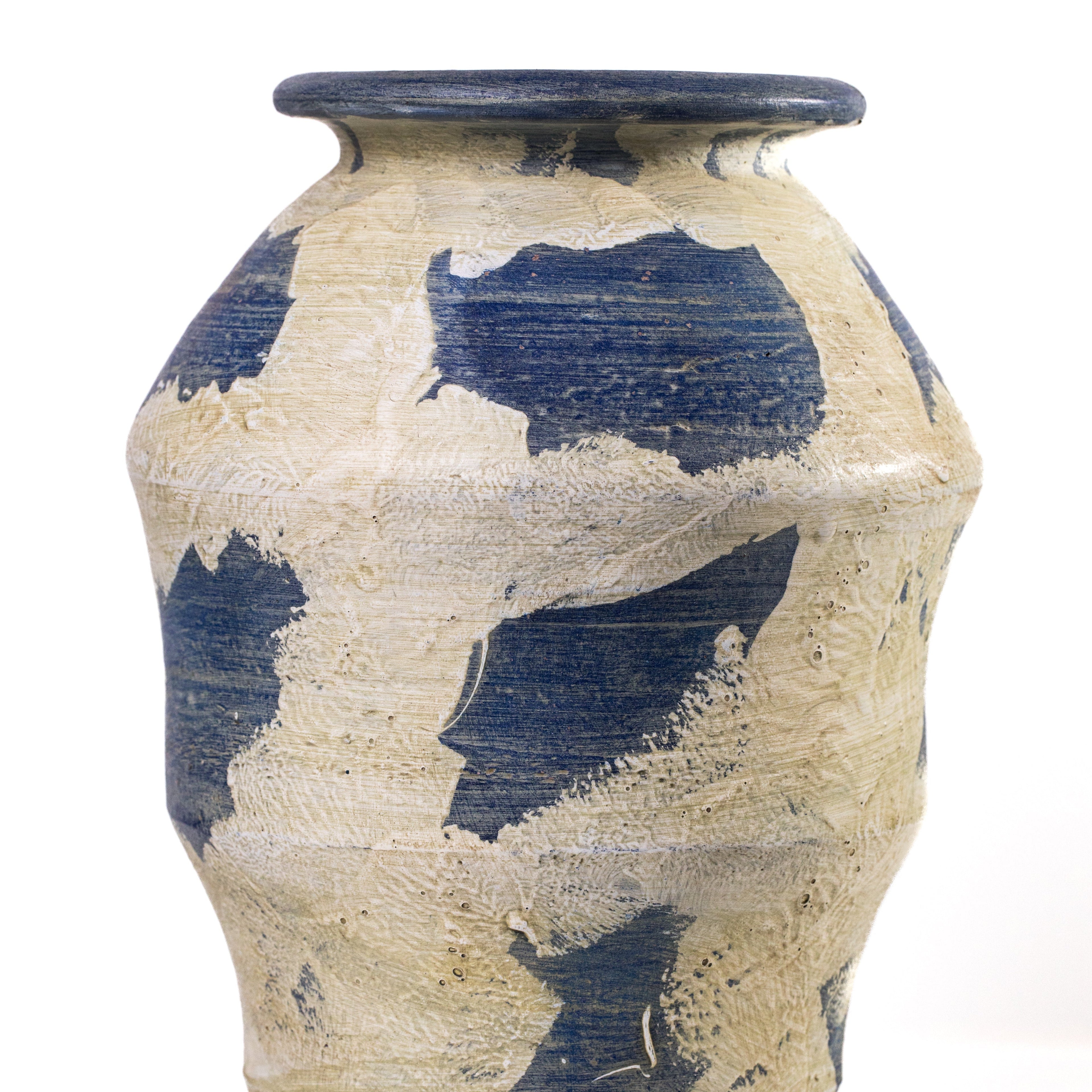 Visha Cream and Blue Terracotta Decorative Vase