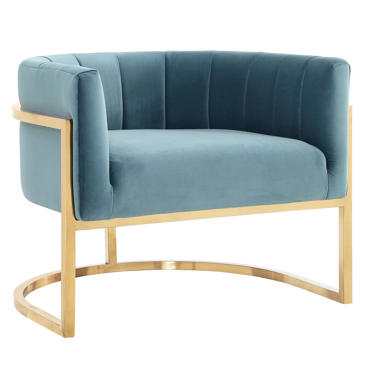 Magnolia Performance Velvet Accent Chair - Gold Base — Sea Blue null