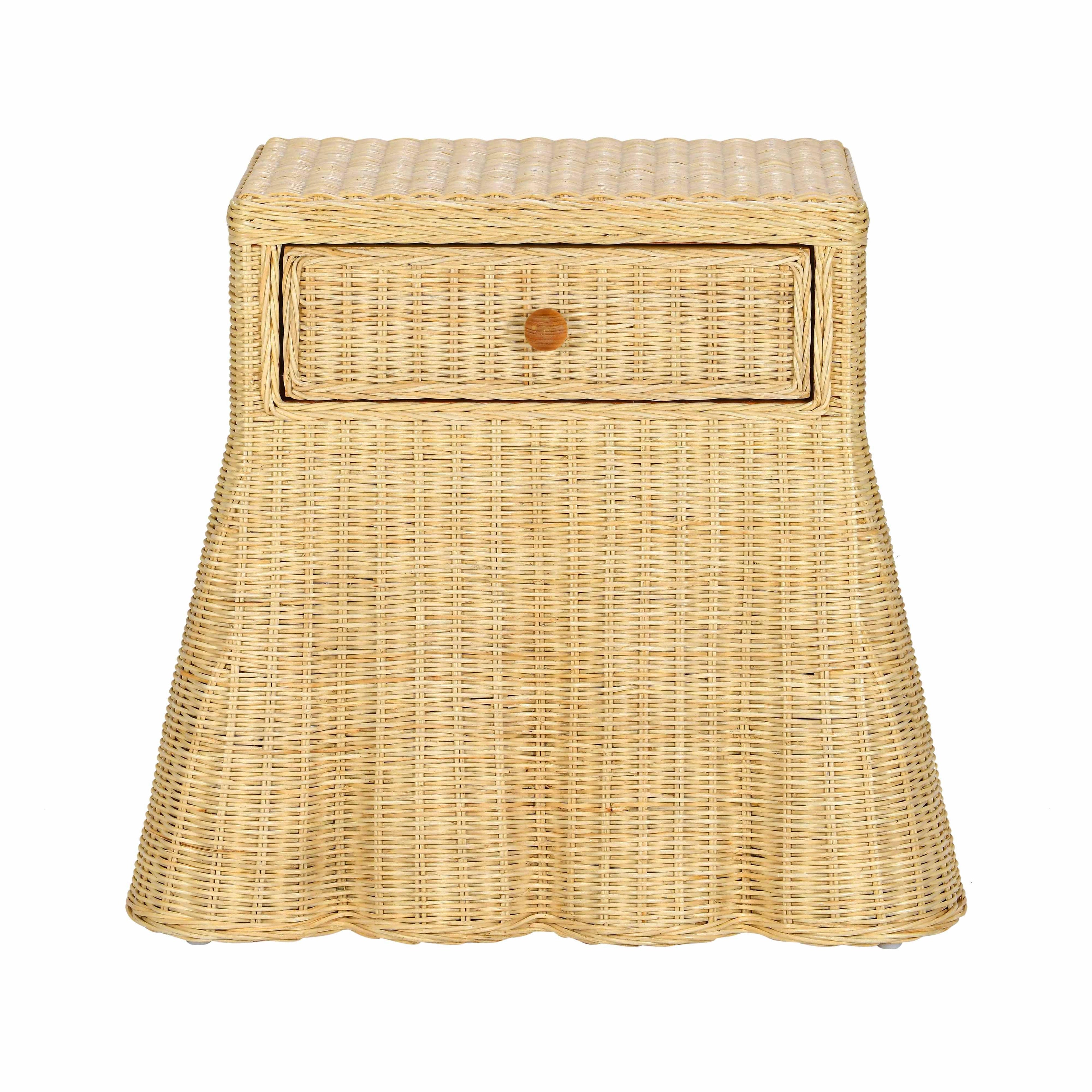 Pentra 25" Natural Rattan Nightstand With Drawer