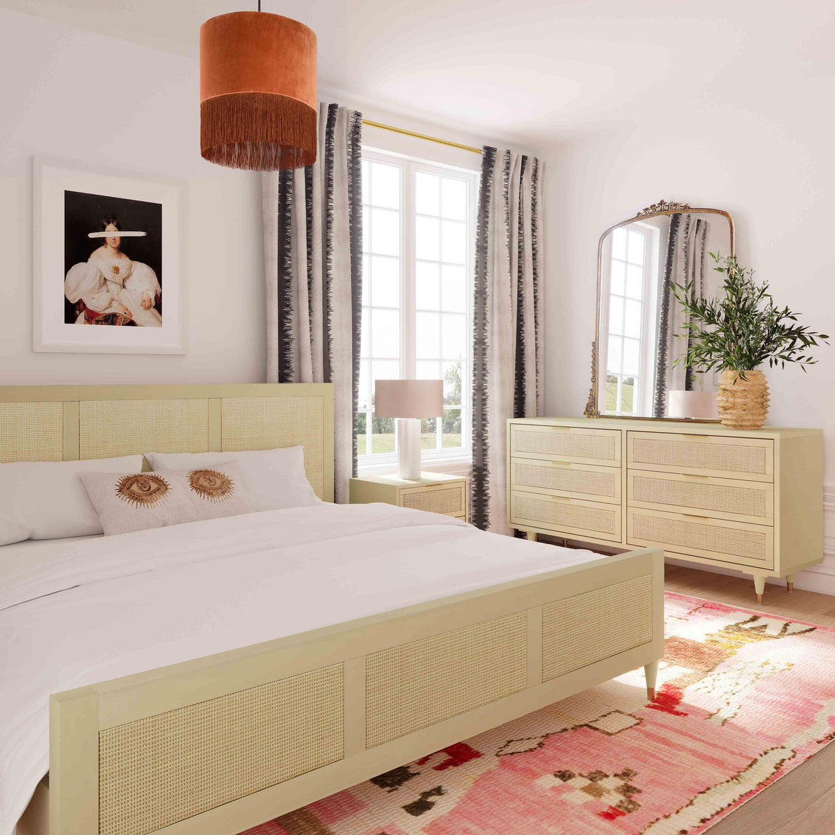 Sierra Wood &amp; Rattan Bed