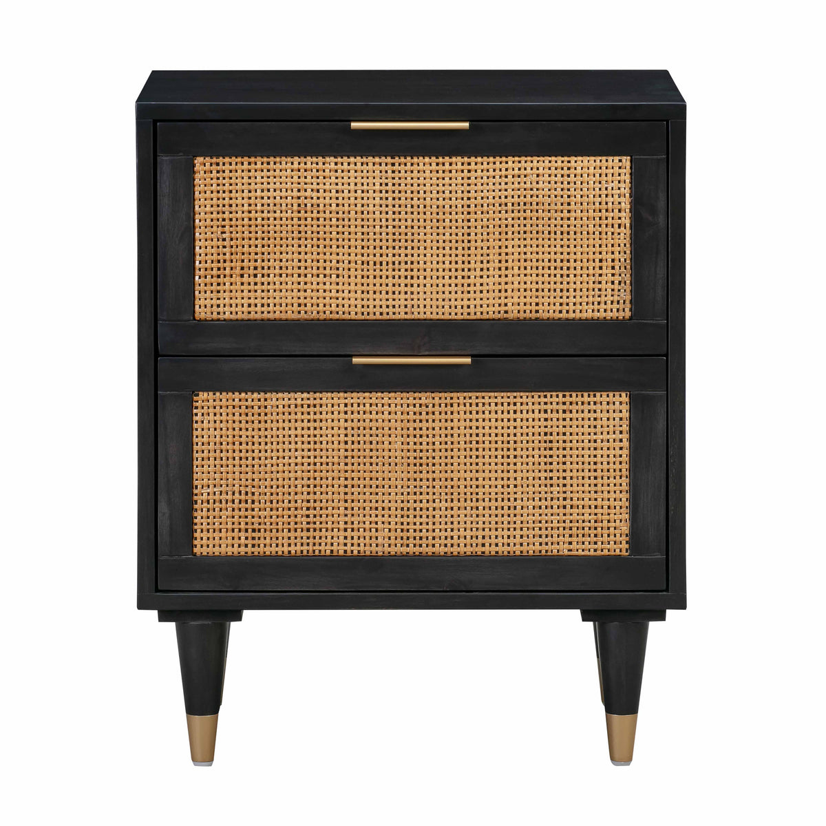 Sierra 22" Cane 2-Drawer Nightstand — Black null