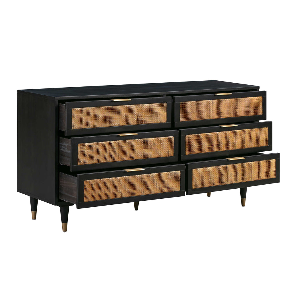 Sierra 60" Cane 6-Drawer Dresser