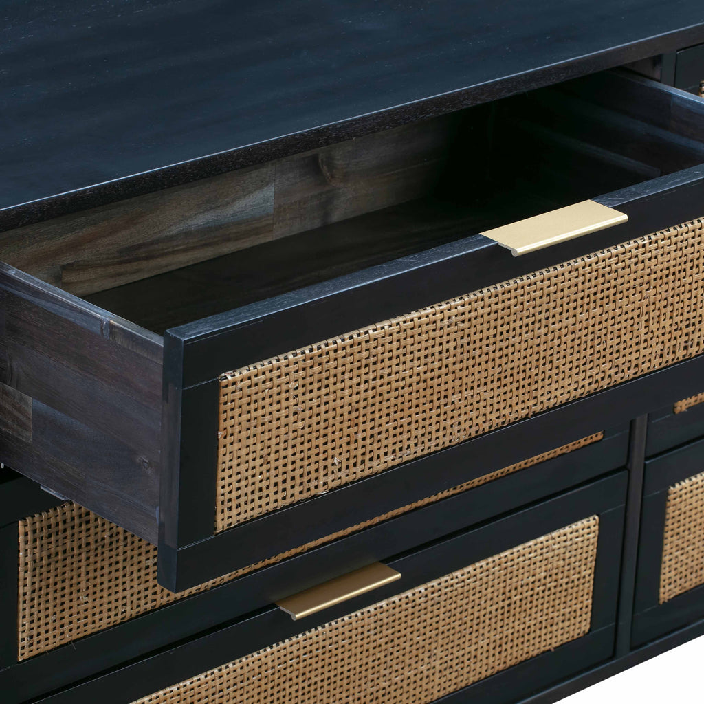 Sierra 60" Cane 6-Drawer Dresser