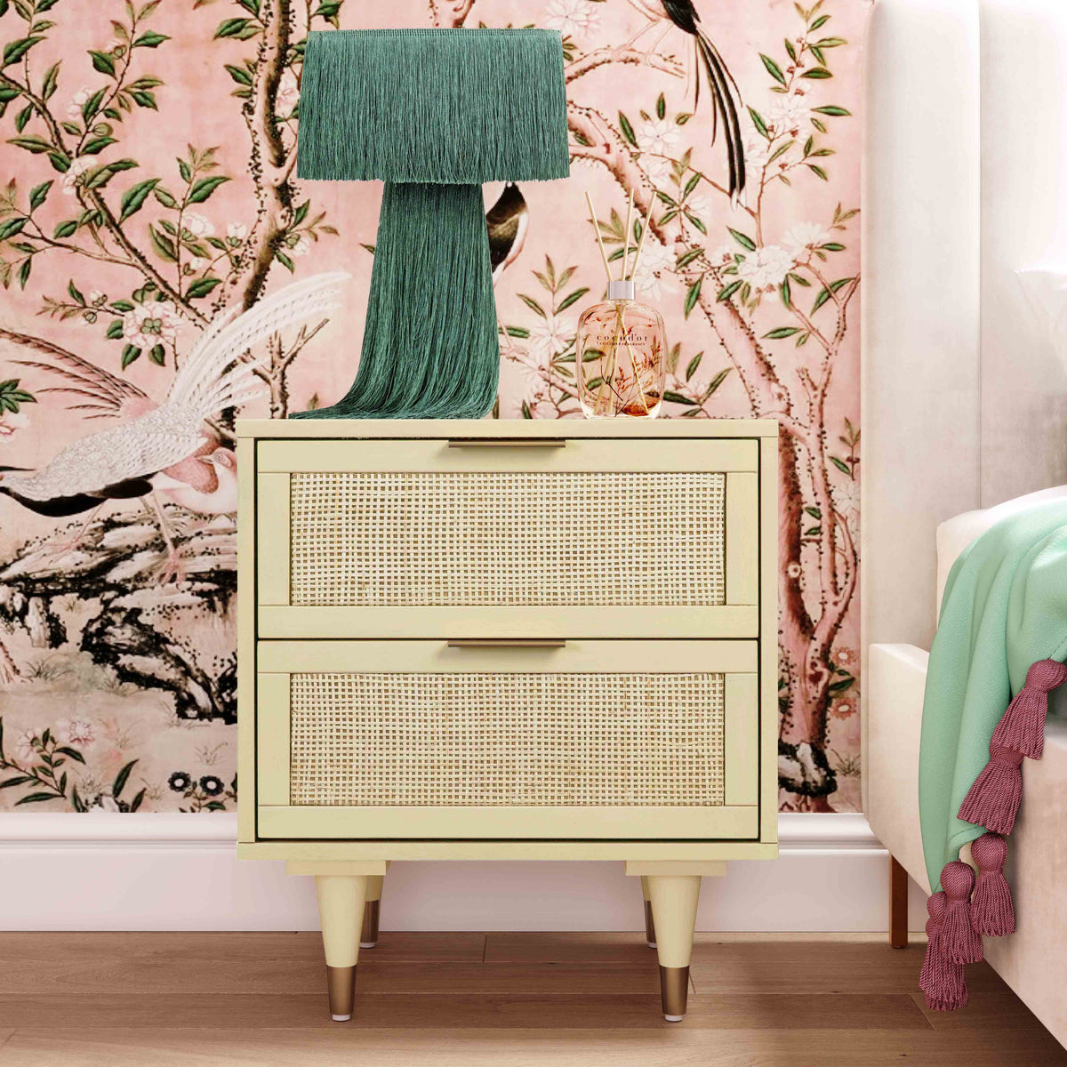 Sierra 22" Cane 2-Drawer Nightstand