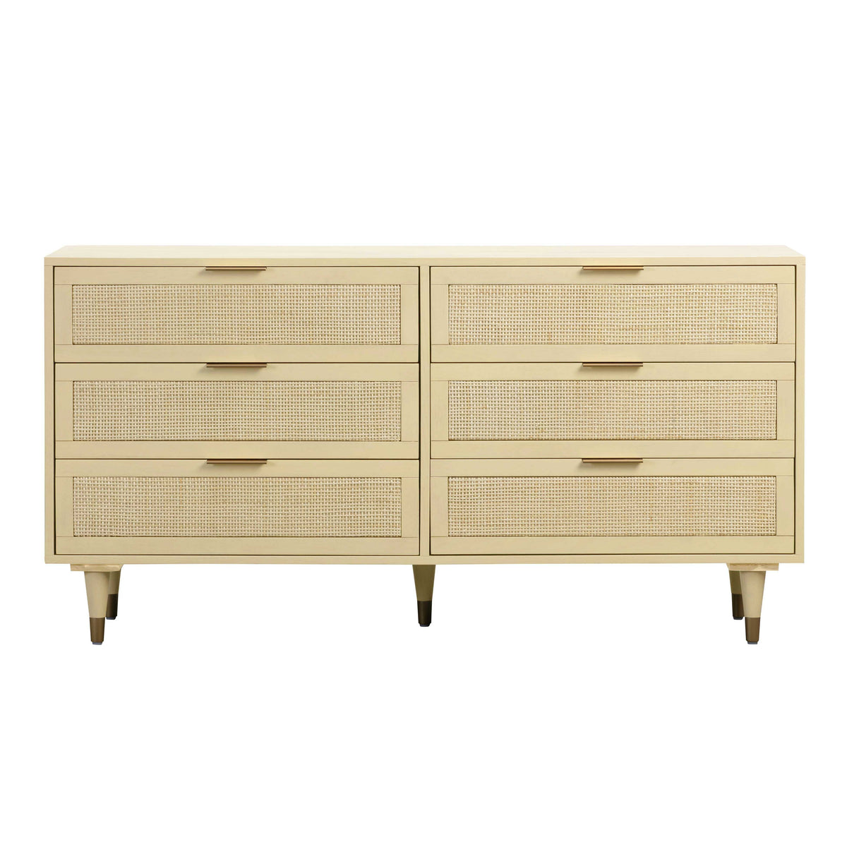 Sierra 60" Cane 6-Drawer Dresser — Buttermilk null