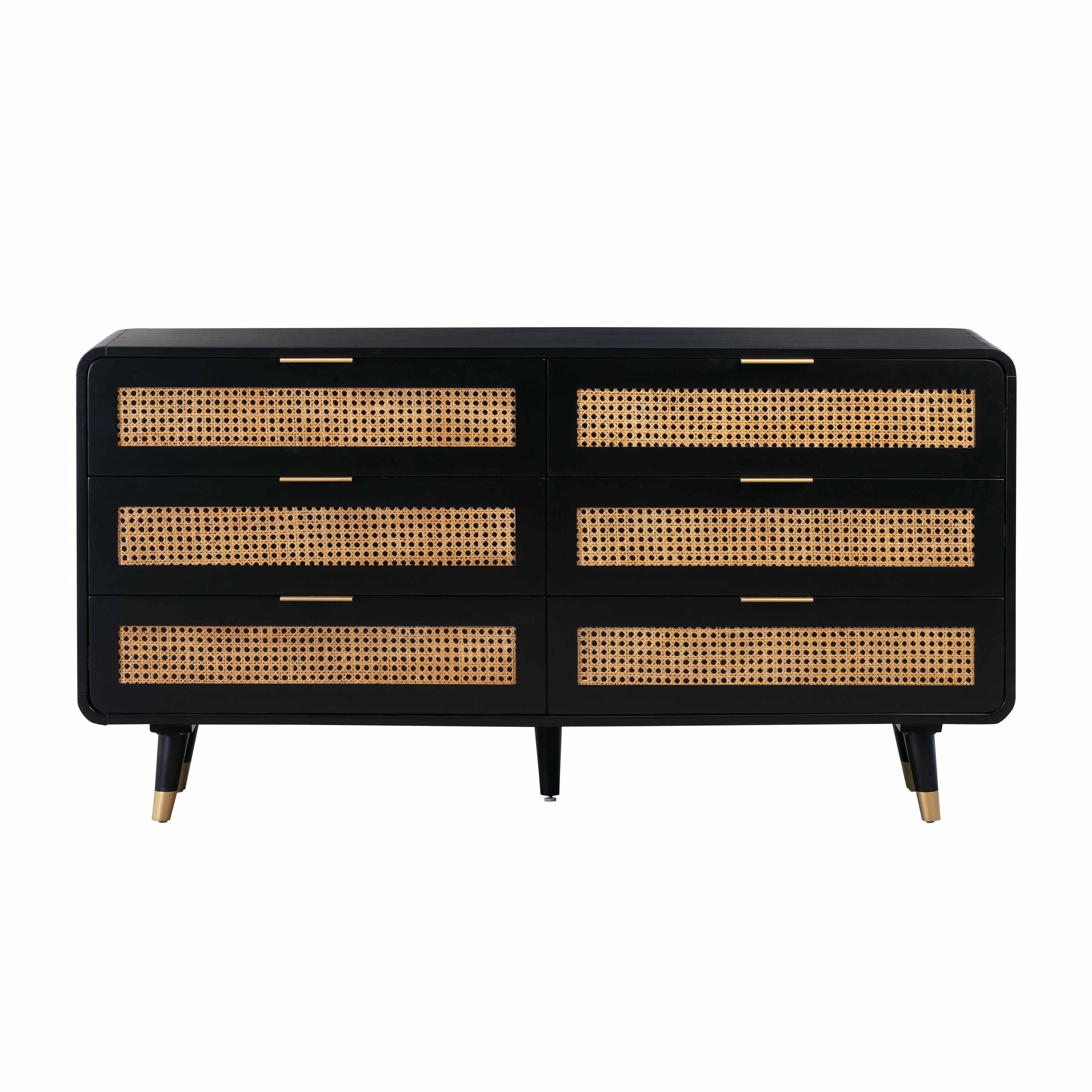 Christine 62" Black 6-Drawer Dresser