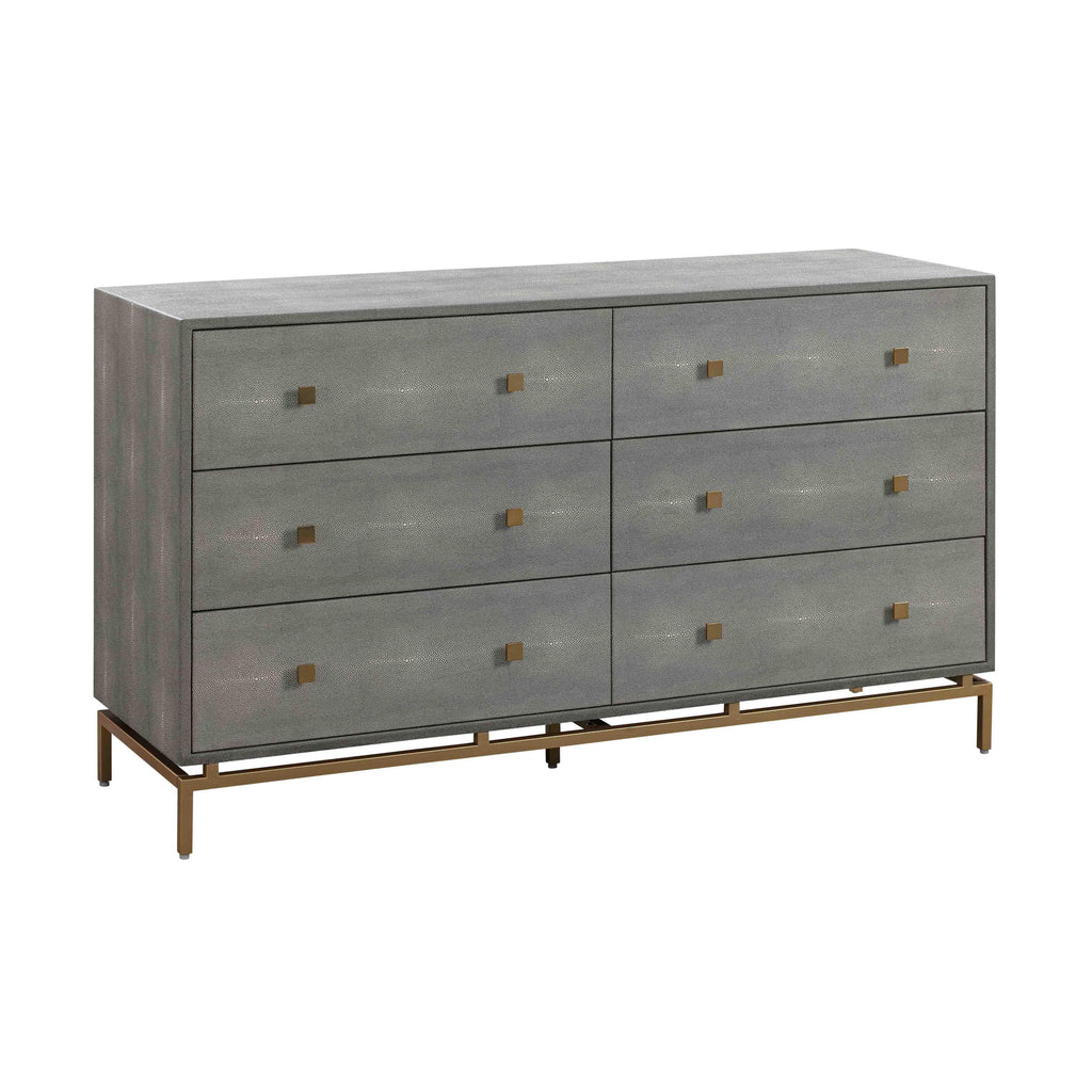 Pesce 57" Faux Shagreen 6-Drawer Dresser