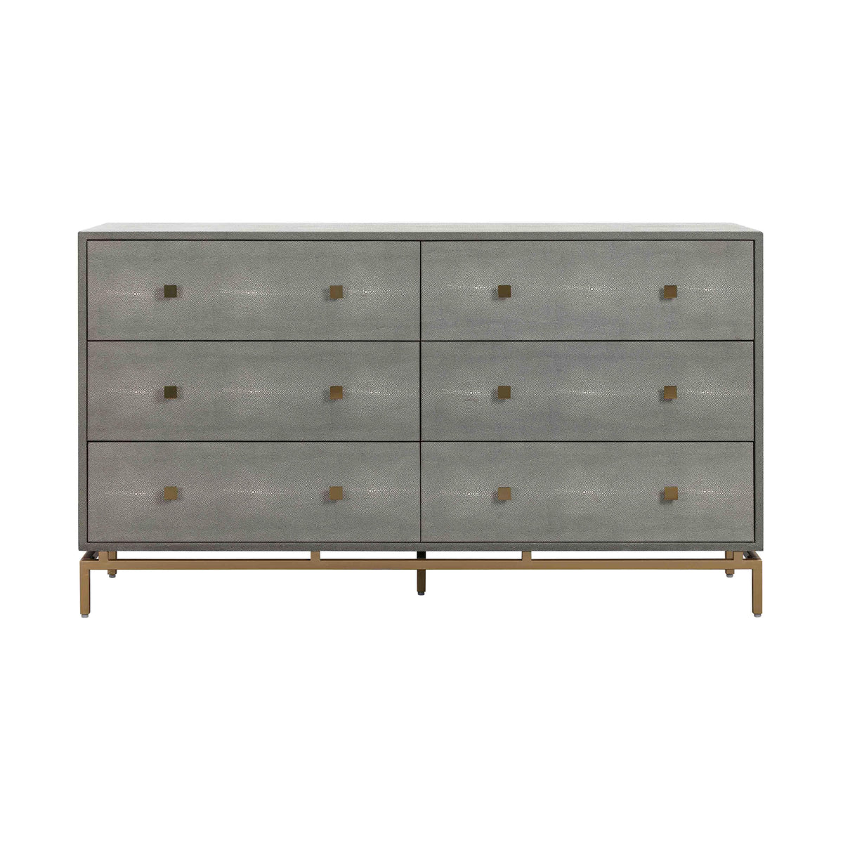 Pesce 57" Faux Shagreen 6-Drawer Dresser — Grey null