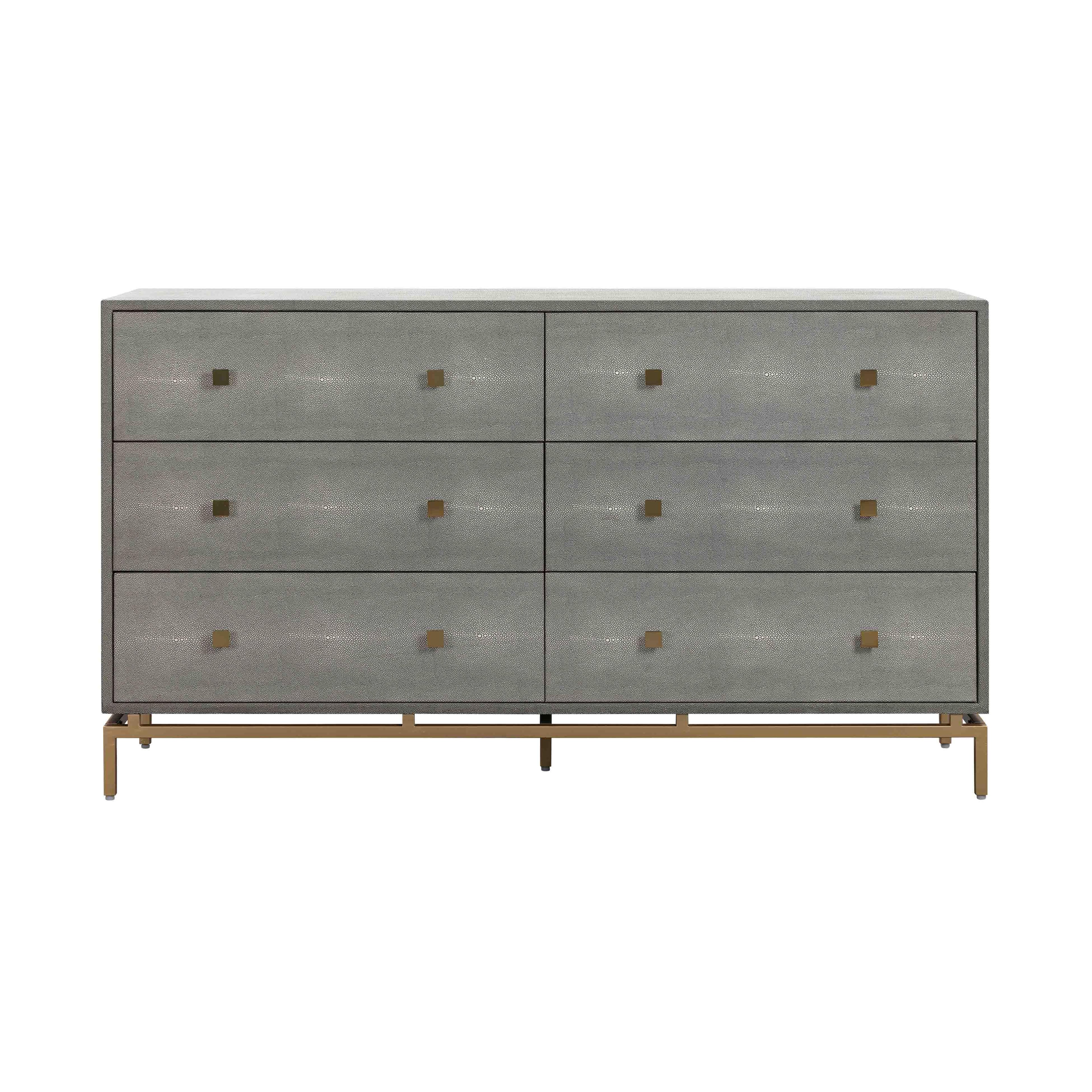 Pesce 57" Faux Shagreen 6-Drawer Dresser