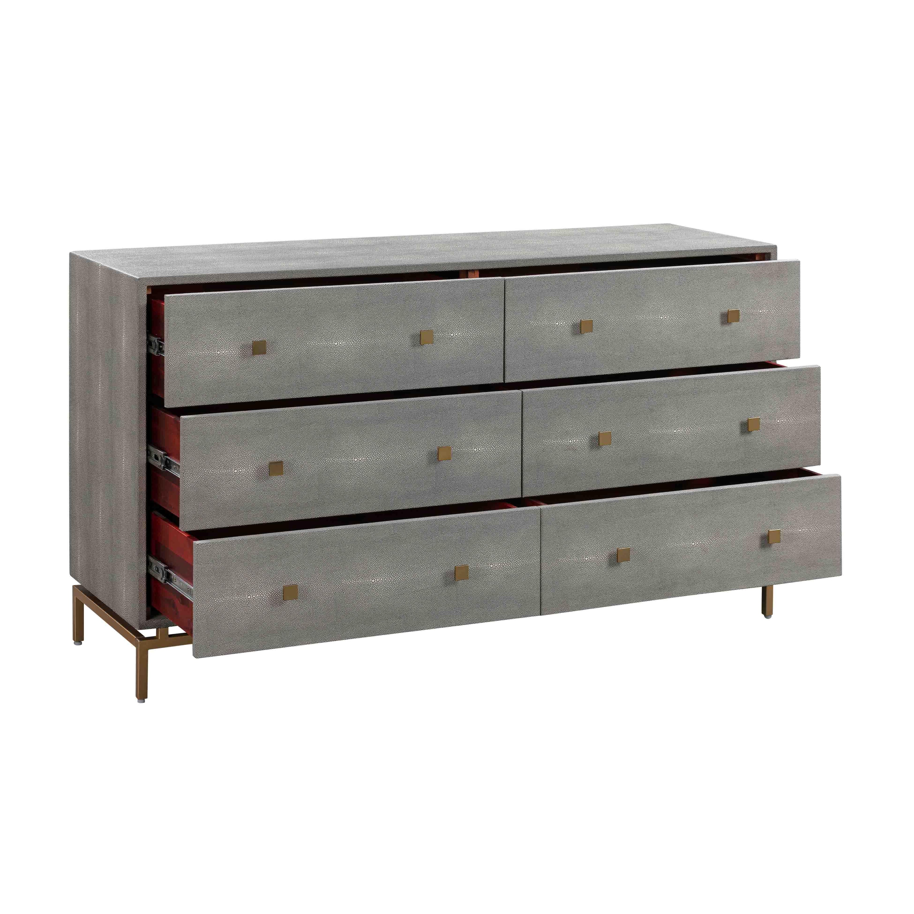 Pesce 57" Faux Shagreen 6-Drawer Dresser