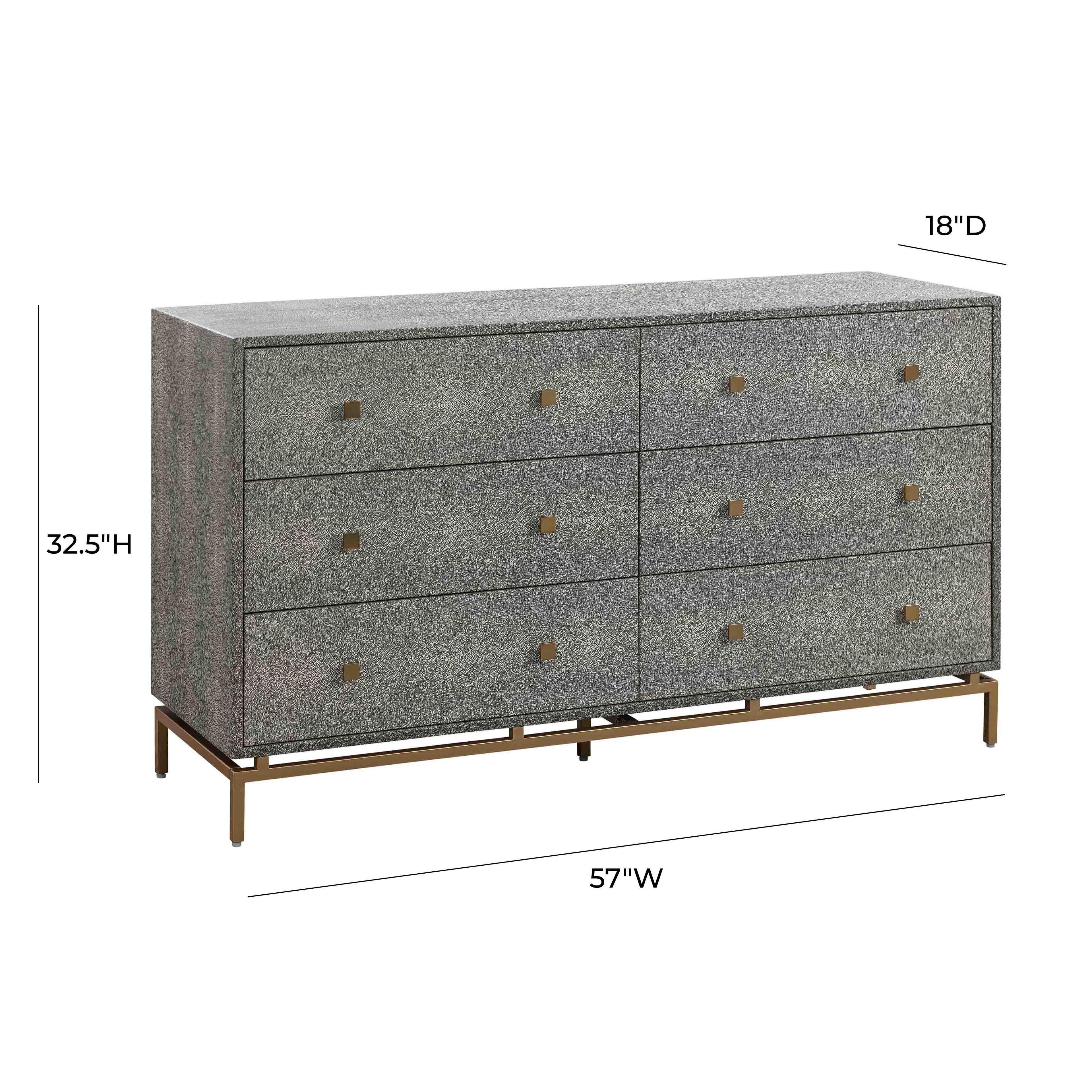 Pesce 57" Faux Shagreen 6-Drawer Dresser