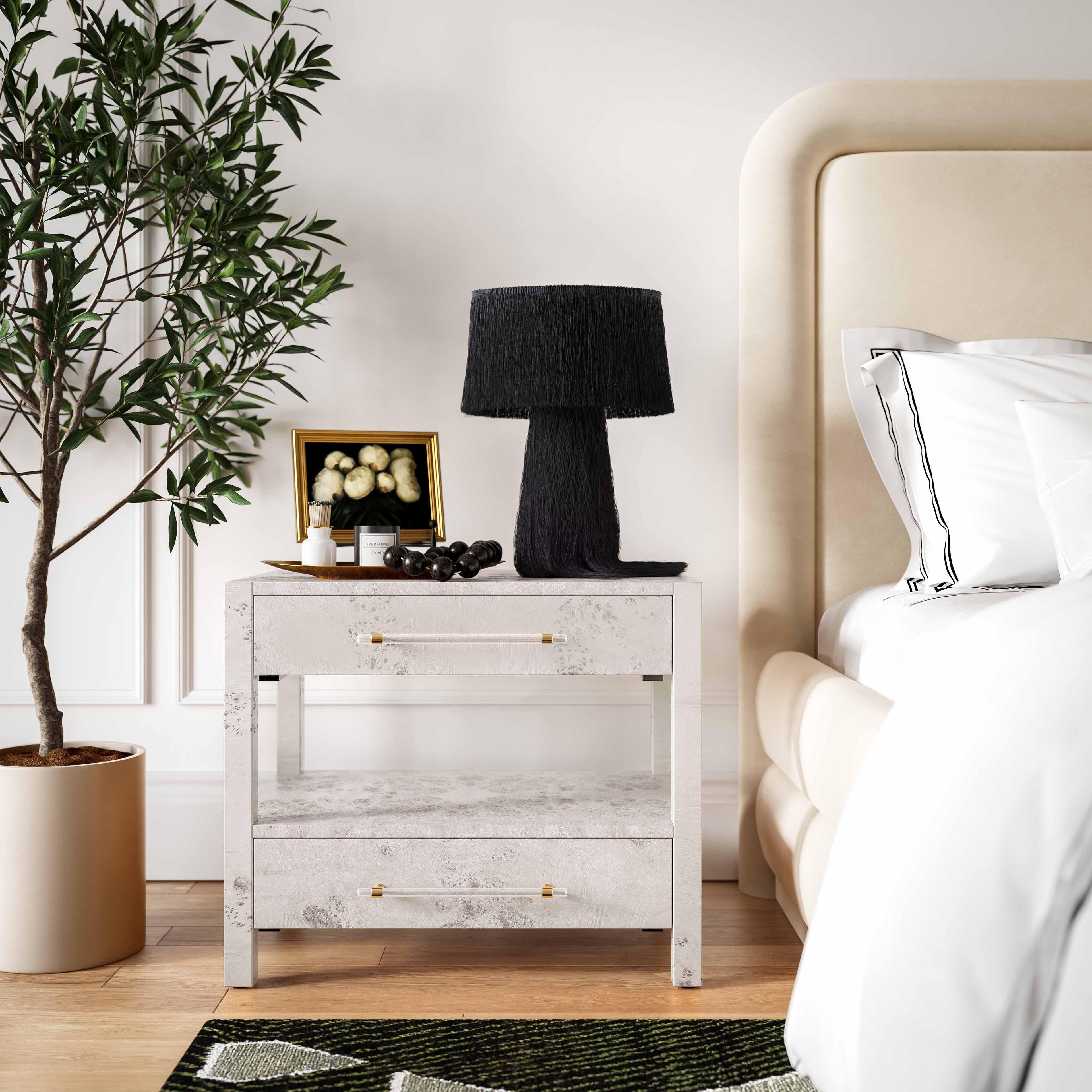 Brandyss 26" Burl 2-Drawer Nightstand
