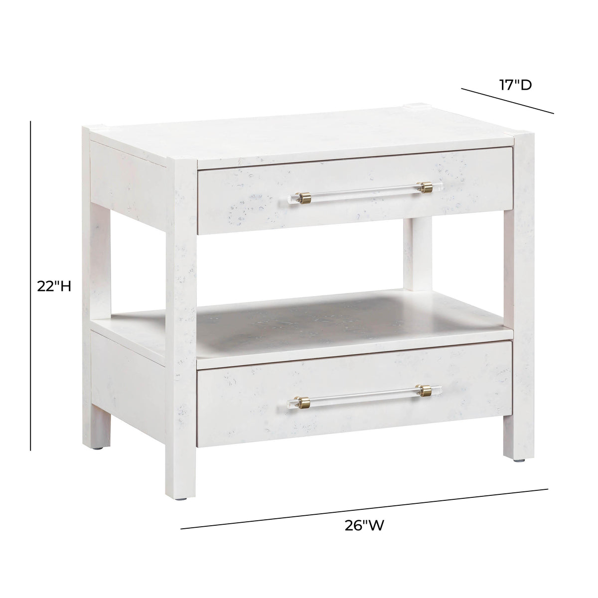 Brandyss 26" Burl 2-Drawer Nightstand