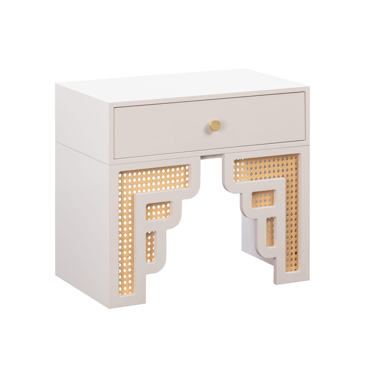 Suzie 26" Rattan Nightstand With Drawer — Cream null