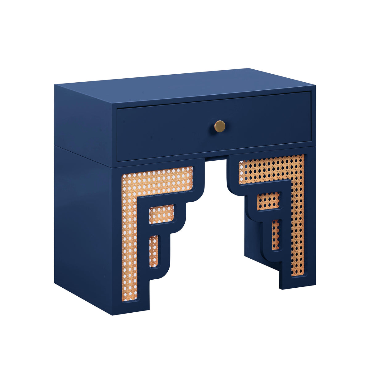 Suzie 26" Rattan Nightstand With Drawer — Navy null