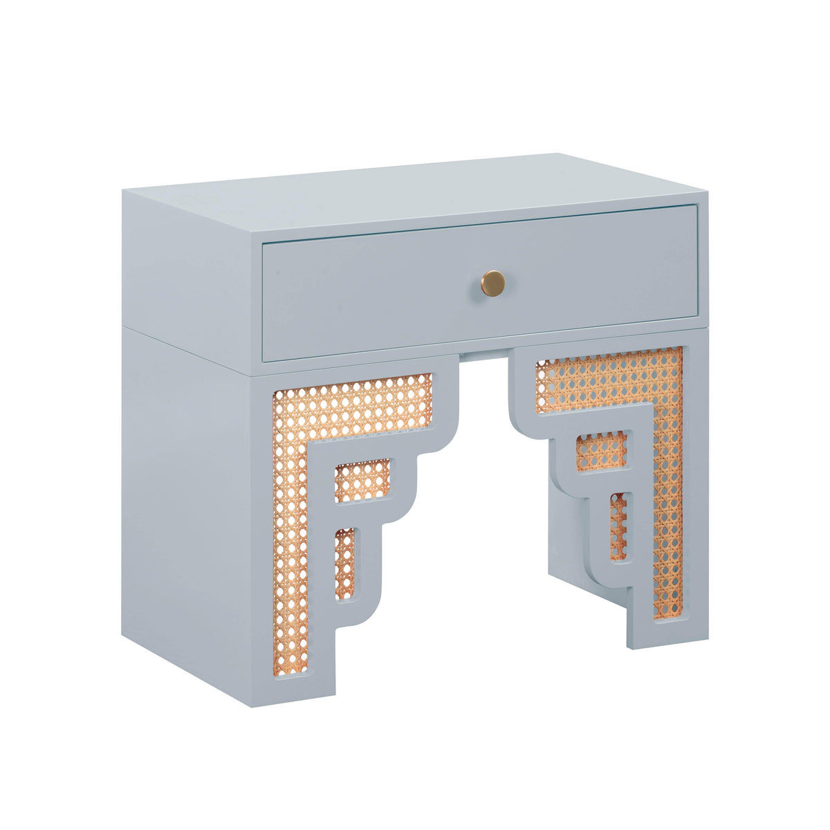 Suzie 26" Rattan Nightstand With Drawer — Blue null