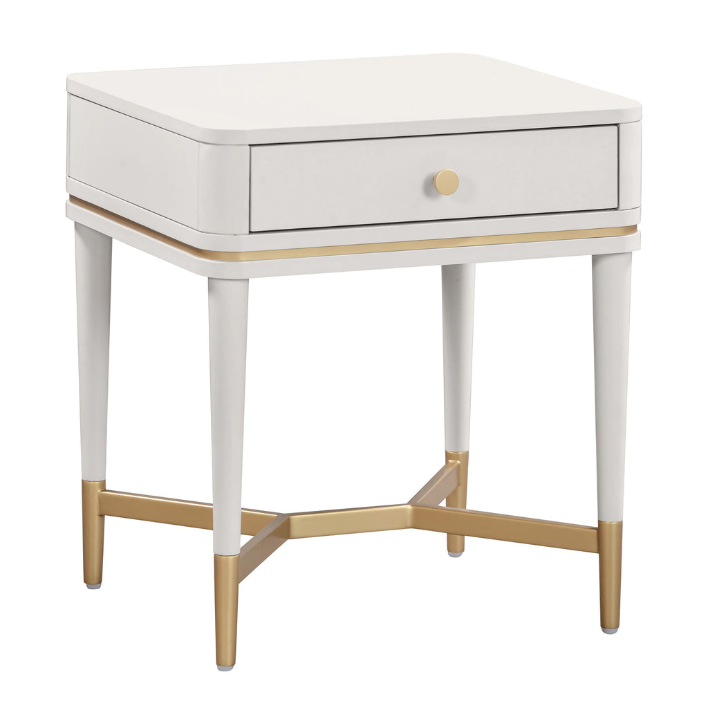 Julieta 19" Acacia Wood Nightstand With Drawer — Cream null